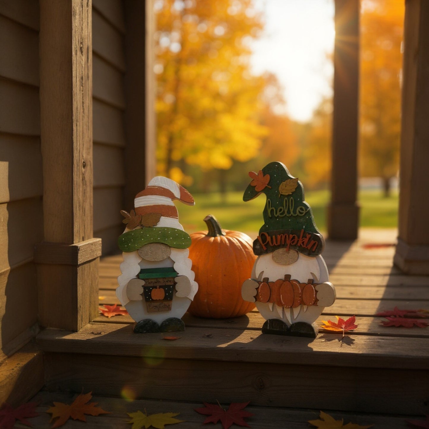 Fall Gnome Decor β Handmade Wooden 8" Gnome with Interchangeable Outfits for All Seasons & Holidays