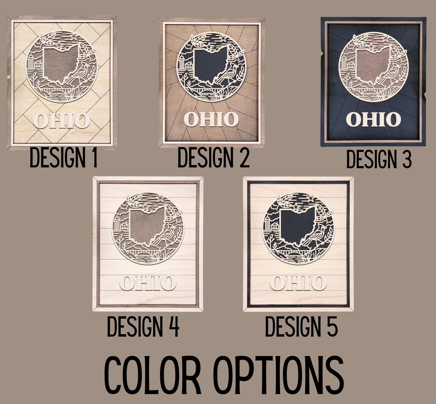 Ohio State Wall Art – Handmade Wood Sign Honoring Ohio’s History, Symbols & Culture | Gift-Ready with Easel Display