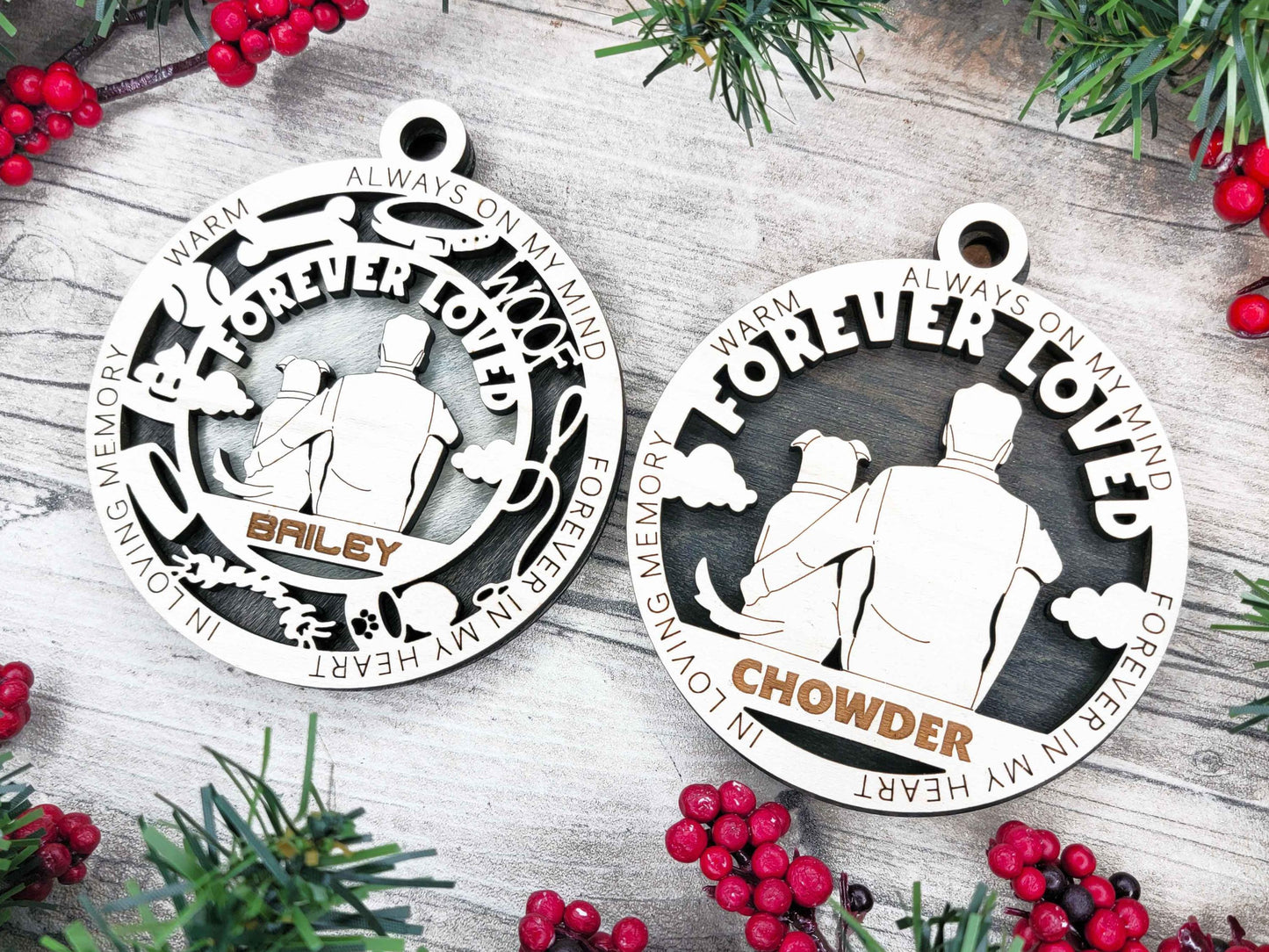 Memorial Dog Ornament – Personalized Pet Loss Keepsake with Name & Dates