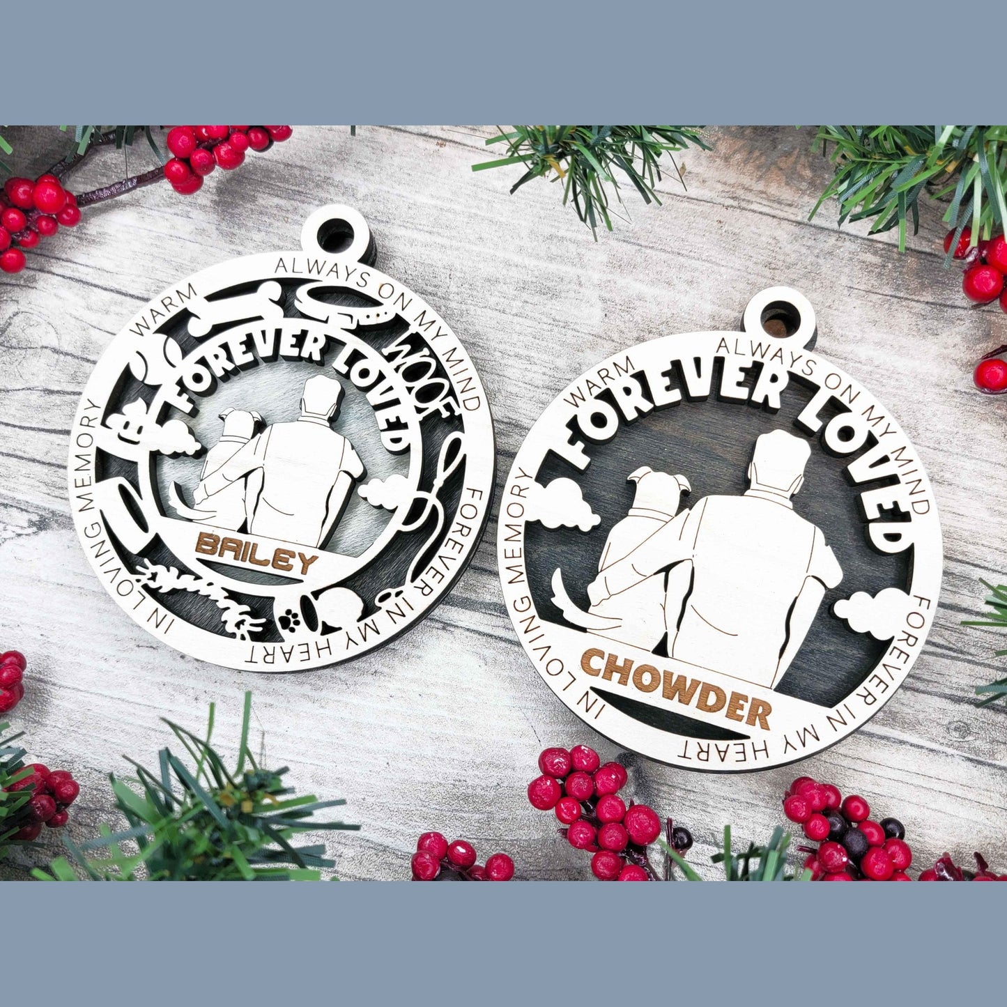 Memorial Dog Ornament – Personalized Pet Loss Keepsake with Name & Dates