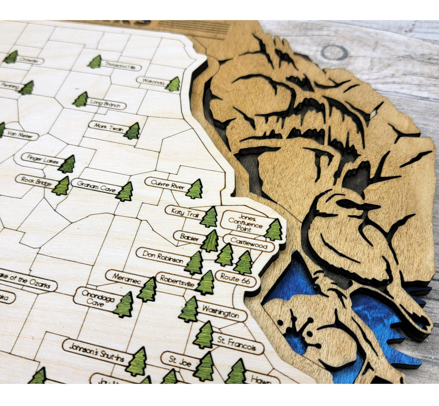 Personalized Missouri State Parks Map Tracker – Custom Name Wooden Travel Keepsake