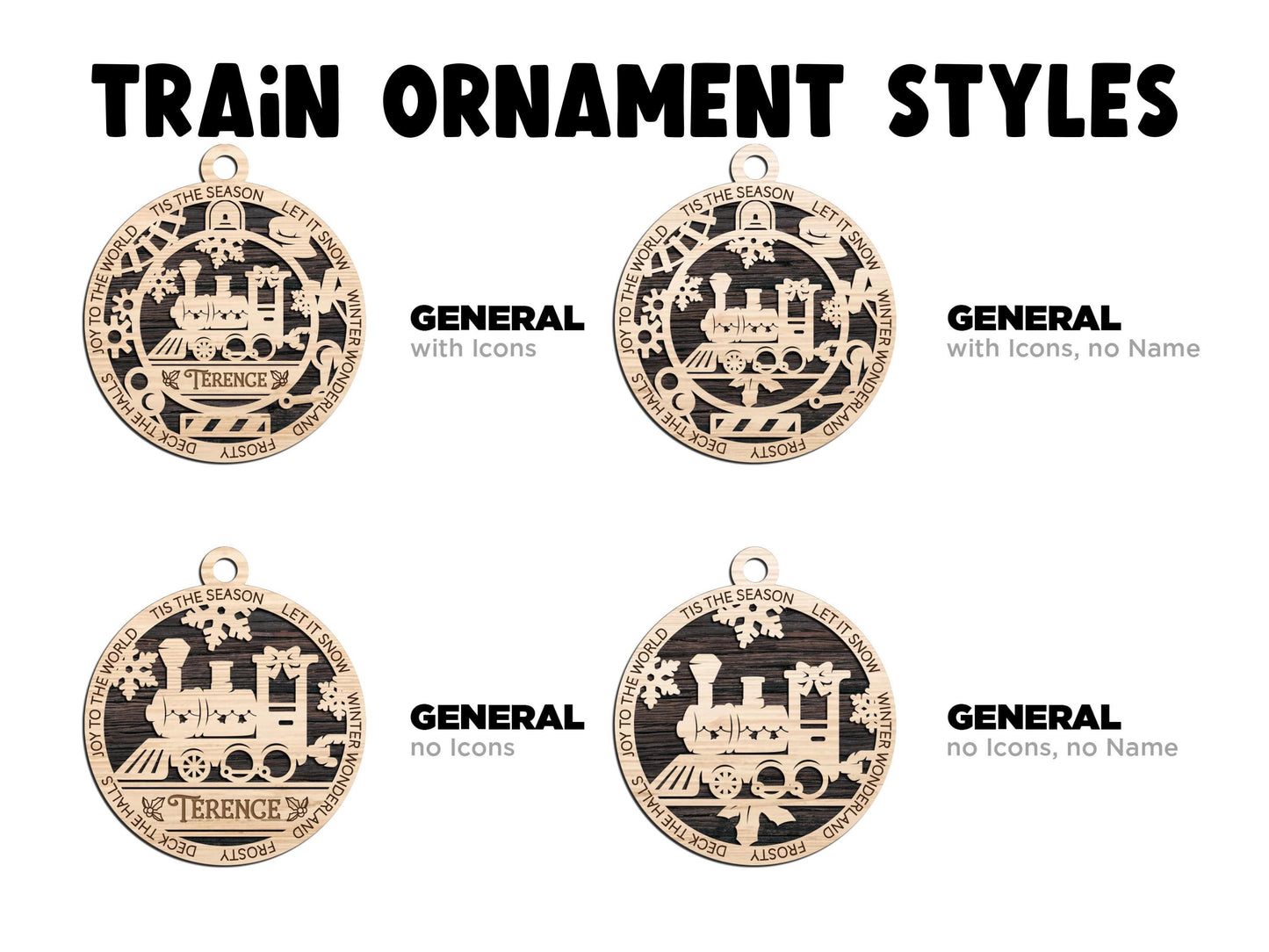 Kids Ornament Personalized, Train Ornament, Engraved Ornament for Kids, 2024 Christmas Ornament, Christmas Gift for him, handmade Ornament