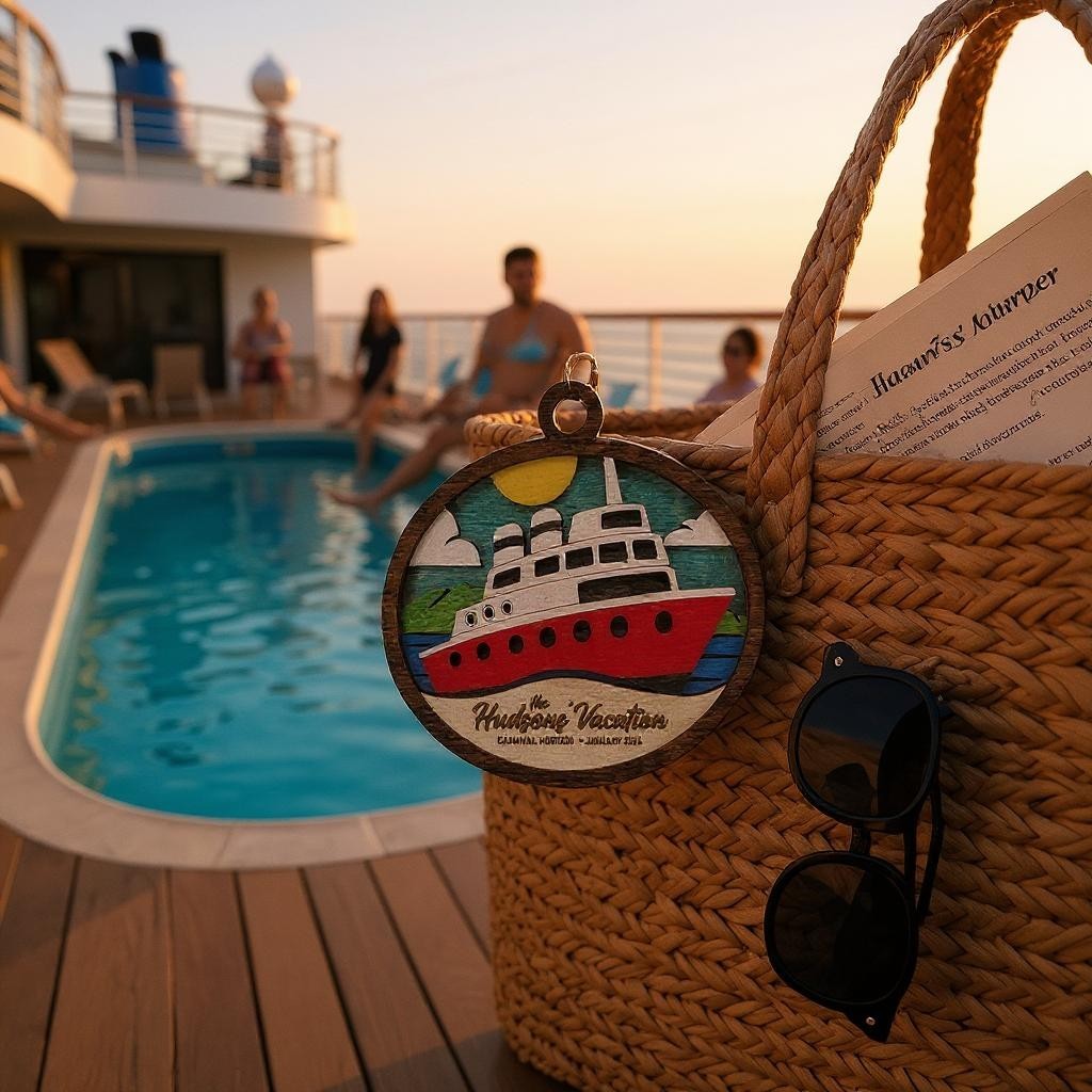 Custom Cruise Ship Christmas Ornament – Personalized 4" Wooden Keepsake with Ship Name, Cruise Dates & Family Name, Gift-Ready