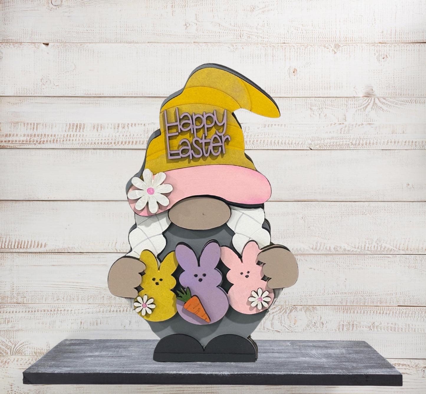 Easter Gnome Shelf Sitter – Handmade 8” Wooden Gnome with Interchangeable Outfits for Seasons & Holidays