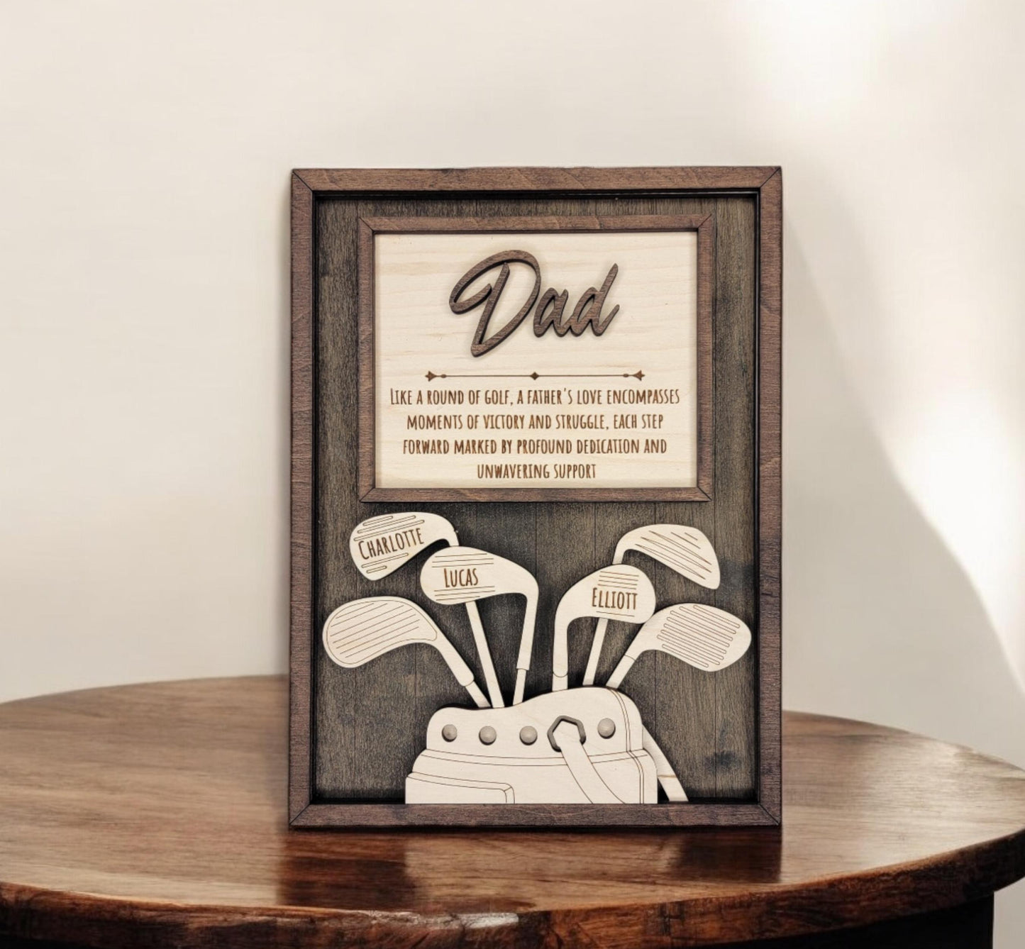 Personalized Golf Dad Plaque – Custom Kids Name Sign for Dad or Grandpa, Handmade Wood Golf Gift, Golf Decor for Home or Office, 7x9