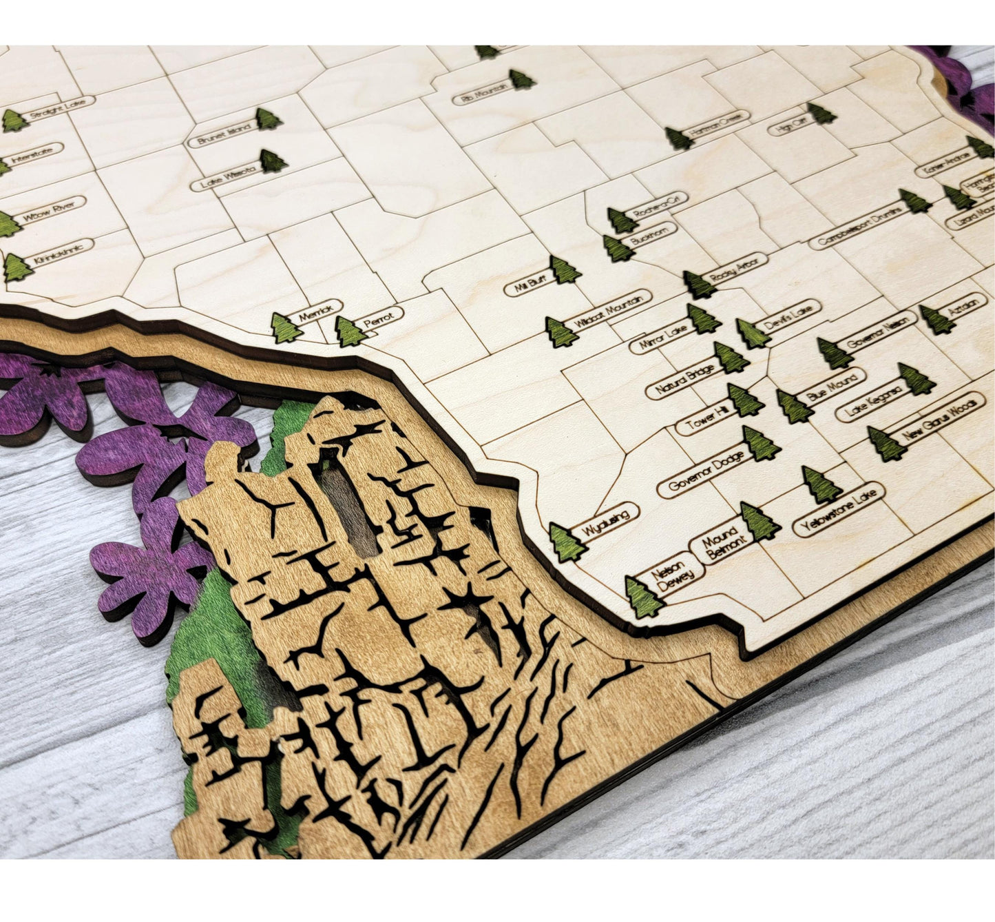 Wisconsin State Park Tracker Map – 12x20 Engraved Wood Wall Art | Personalized Nature Gift, Handmade in Ohio