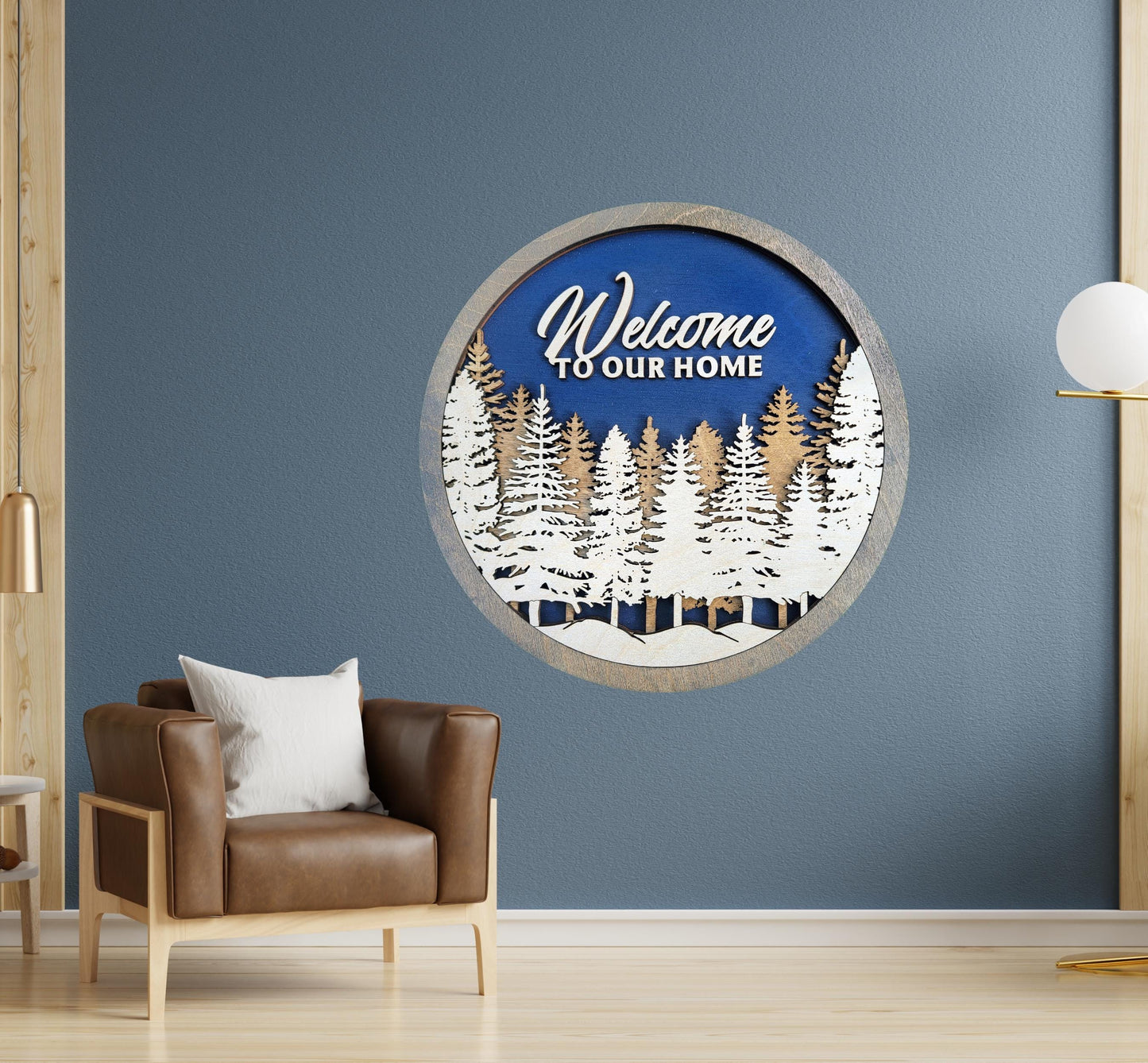 Personalized Evergreen Round Home Sign – Custom Cabin or Vacation Home Decor