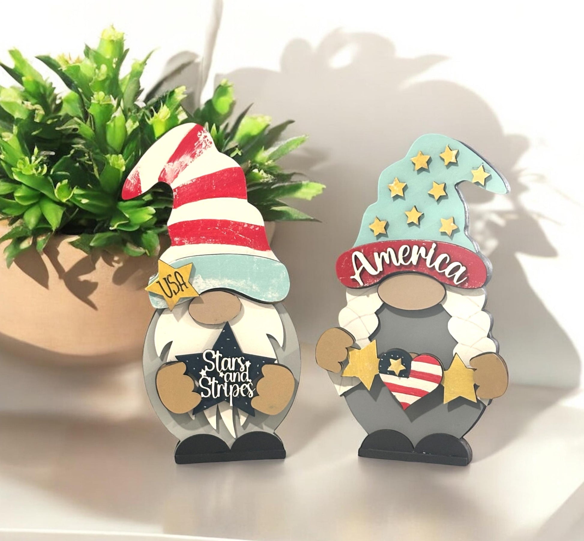USA Gnomes with interchangeable outfits, handmade and handpainted