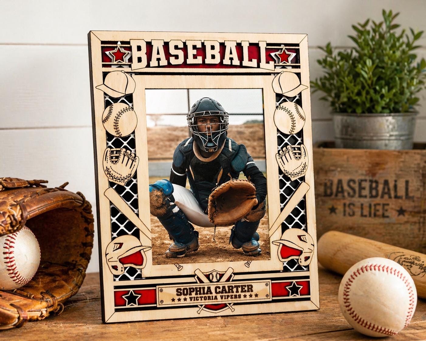 Personalized Baseball Coach Photo Frame, Custom Team Keepsake, End of Season Gift