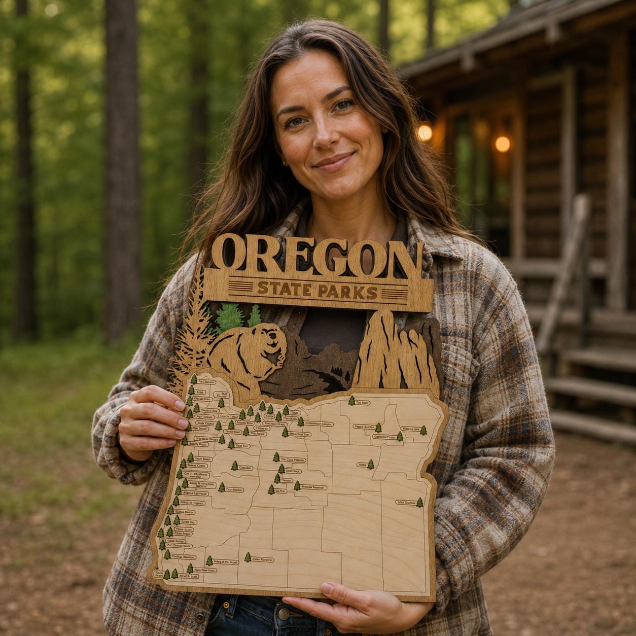 Personalized Oregon State Parks Map | OR Travel Tracker | Layered Wood Adventure Keepsake | Hiking & Camping Gift | Oregon Wall Art