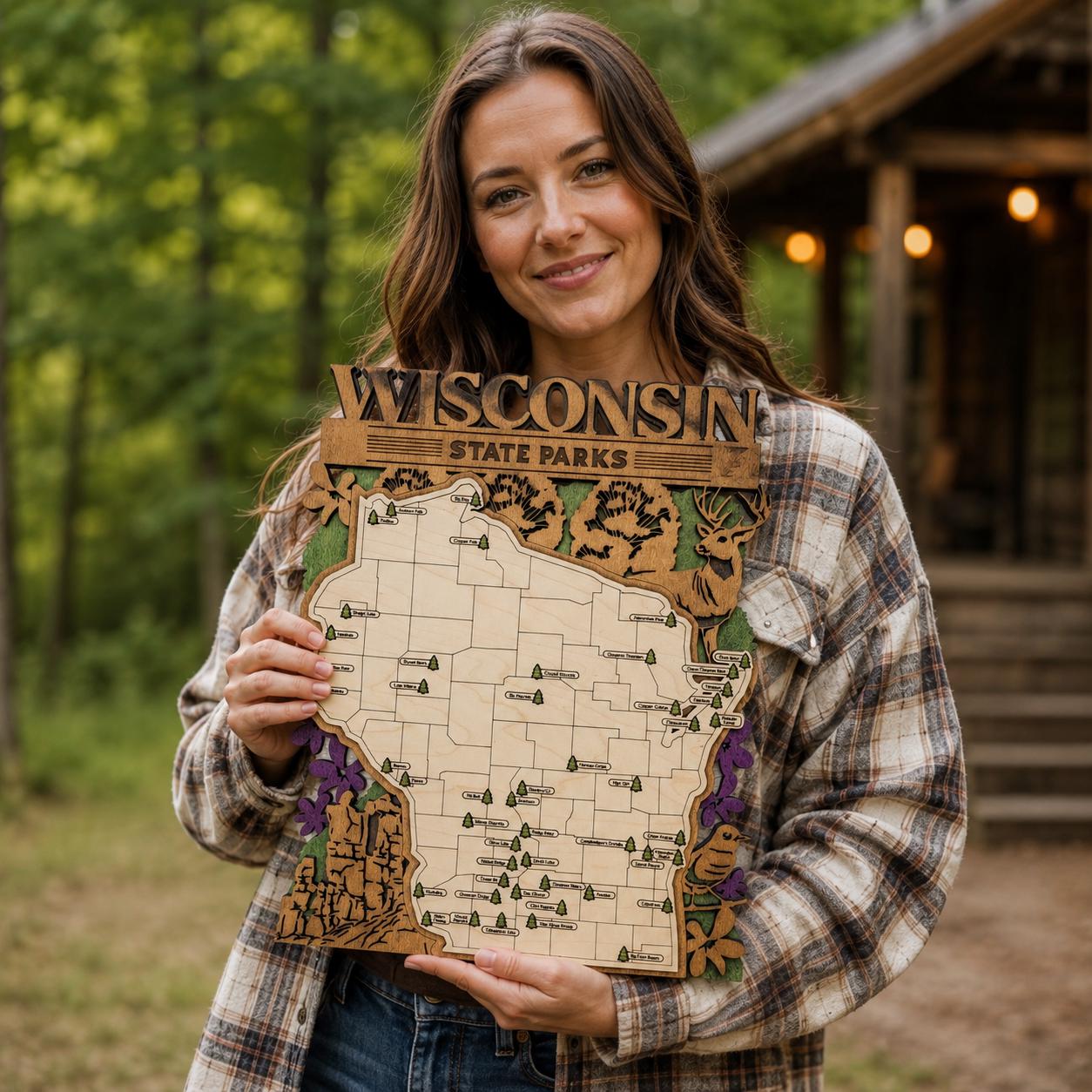 Personalized Wisconsin State Parks Map | WI Travel Tracker | Hiking & Camping Gift | Wisconsin Gift for Her | Wisconsin Wall Art