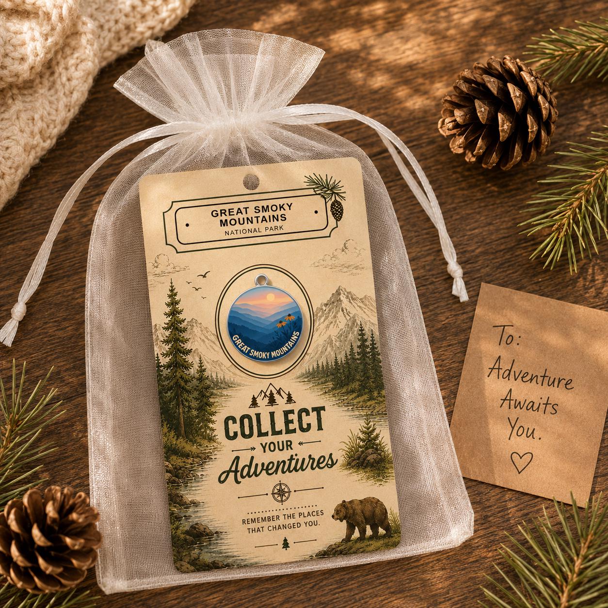 Great Smoky Mountains Charm - Smoky Mountains Keychain - Smoky Mountains Gift - Smoky Mountains Souvenir - National Park Charm - Hiking Gift