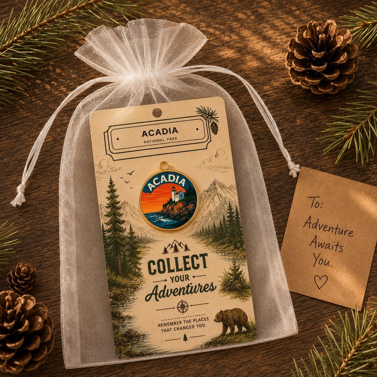 Acadia National Park Charm - Acadia Keychain - Acadia Souvenir - Acadia Gift - National Park Charm - Hiking Gift - Nature Lover Gift