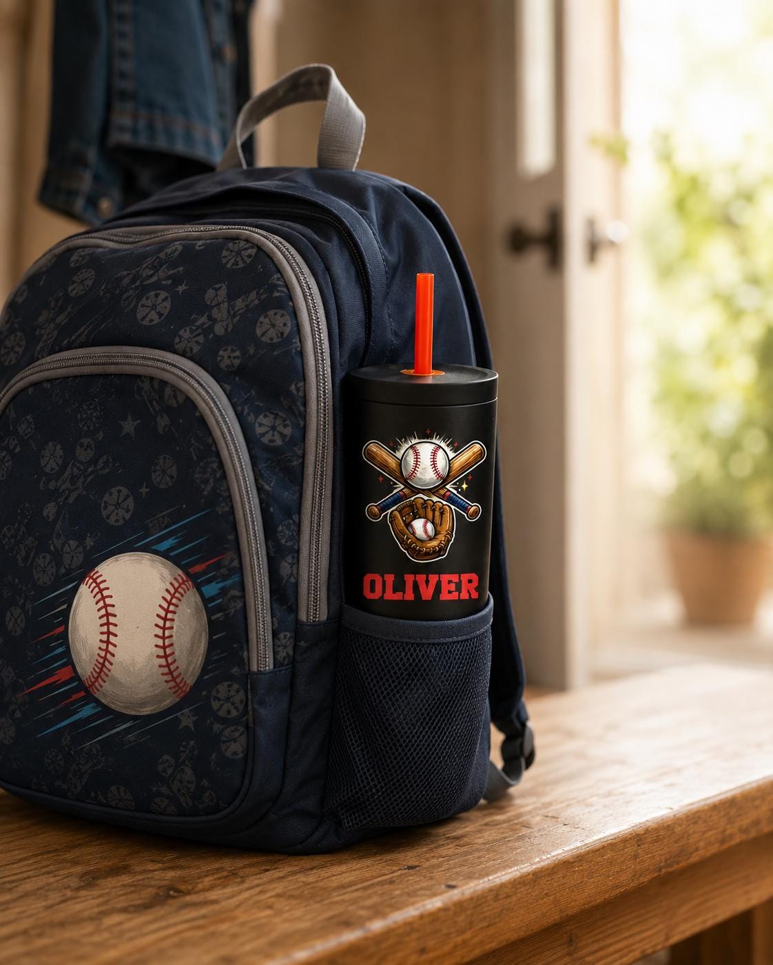 Personalized Baseball Tumbler for Kids | Custom Name Kids Cup with Straw | Toddler Sports Water Bottle | Boys Girls Gift | Back to School