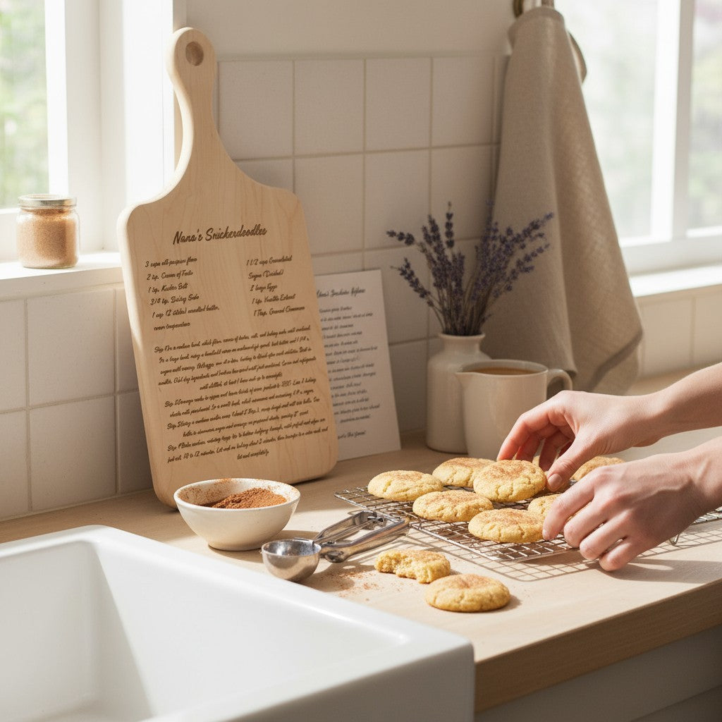 Custom Handwritten Recipe Cutting Board – Engraved American Hardwood, Made in USA