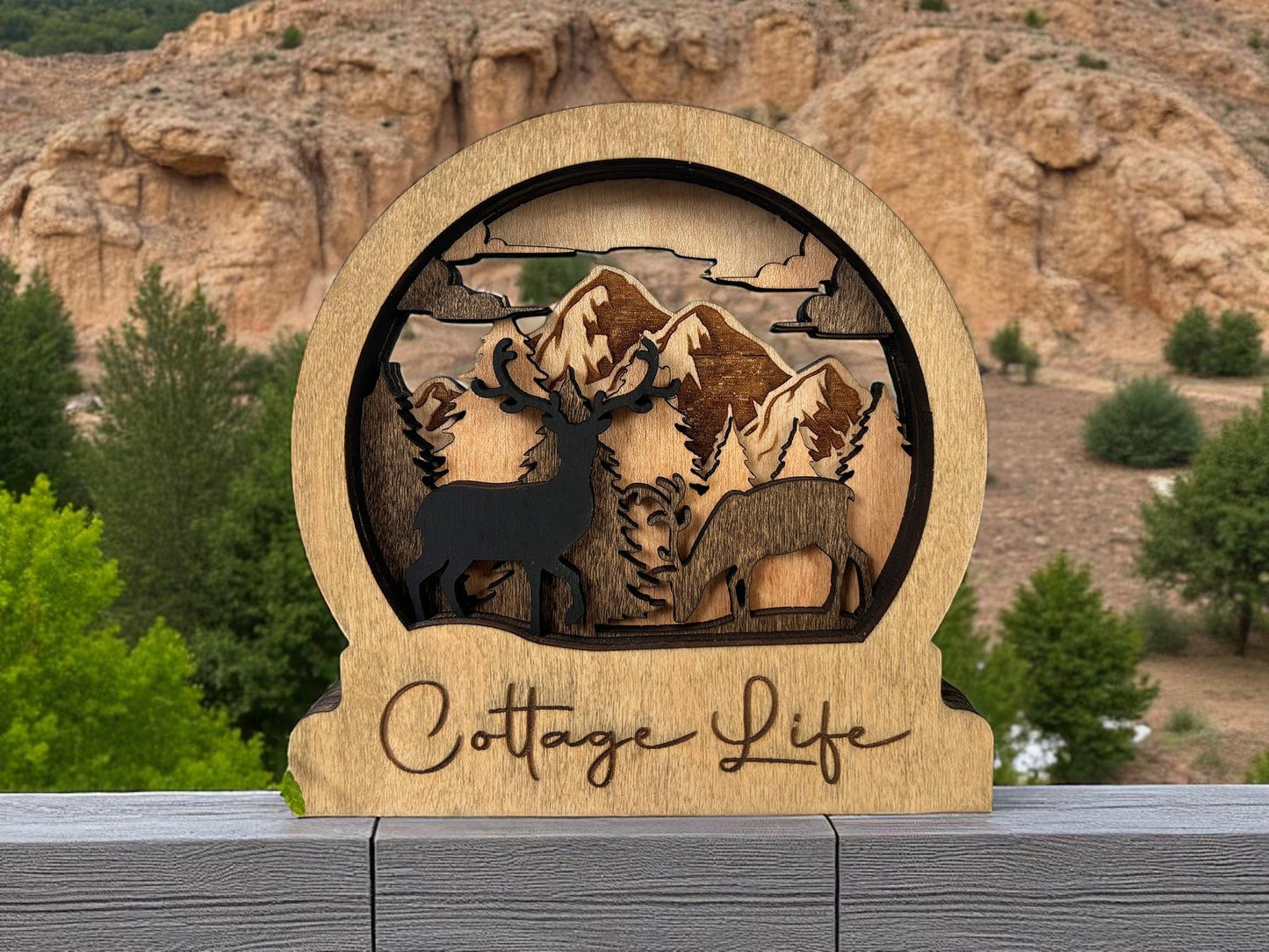 Personalized Wooden Family Snow Globe – 4.75" Custom Engraved Christmas Shelf Decor