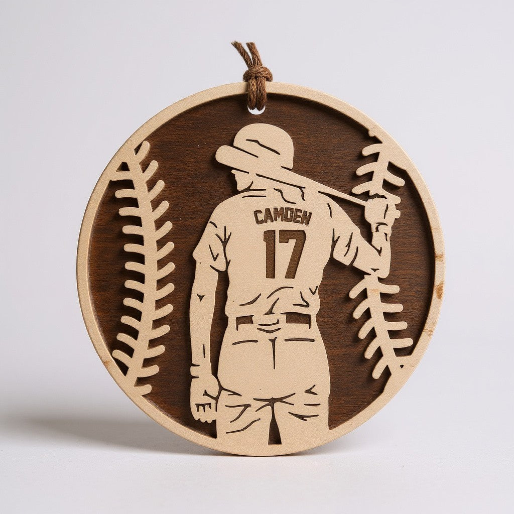 Personalized Softball Ornament – Custom Engraved Wooden Christmas Keepsake for Players, Coaches & Teams