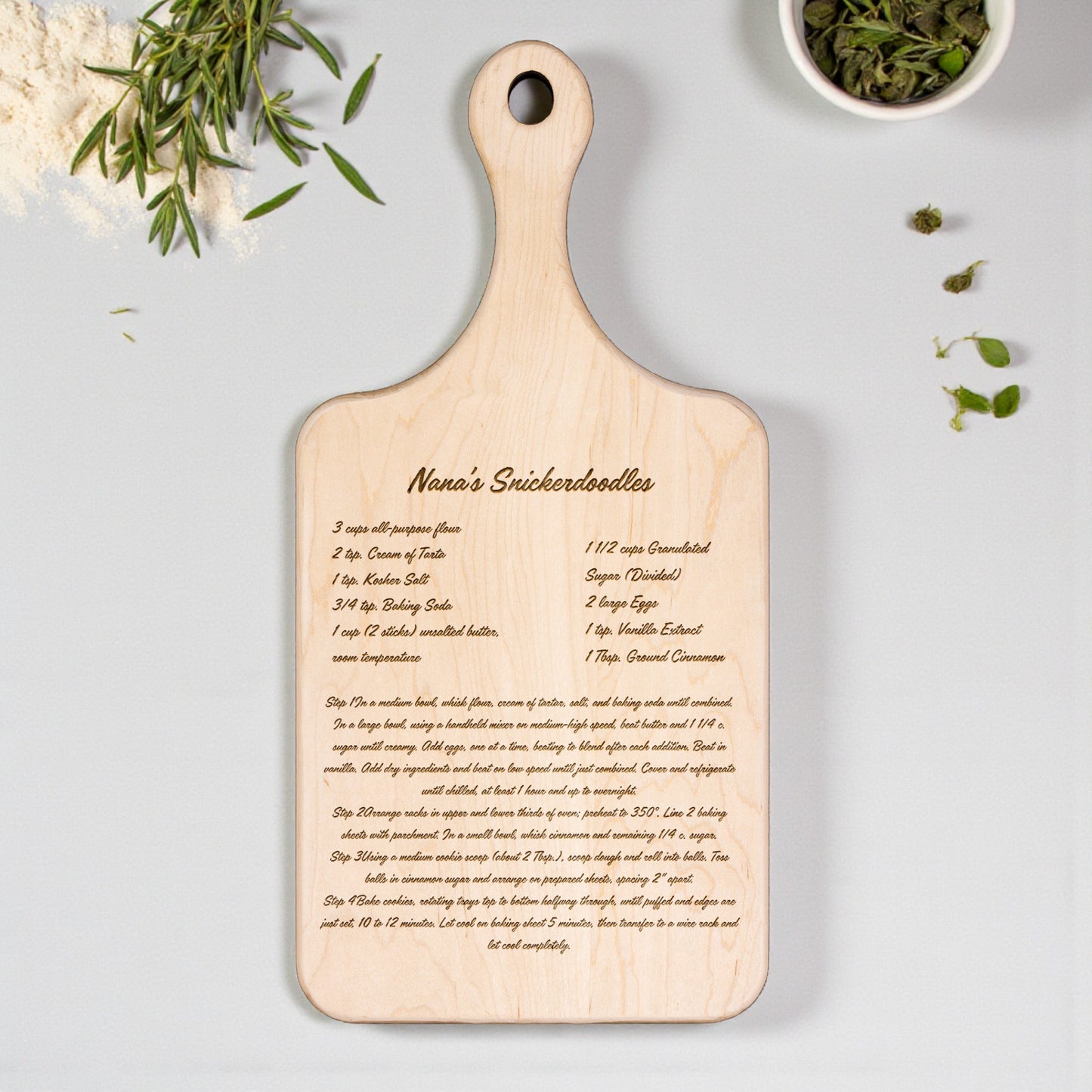 Custom Handwritten Recipe Cutting Board – Engraved American Hardwood, Made in USA