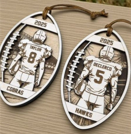 Personalized Engraved Football Ornament – Custom Name Player or Coach Gift