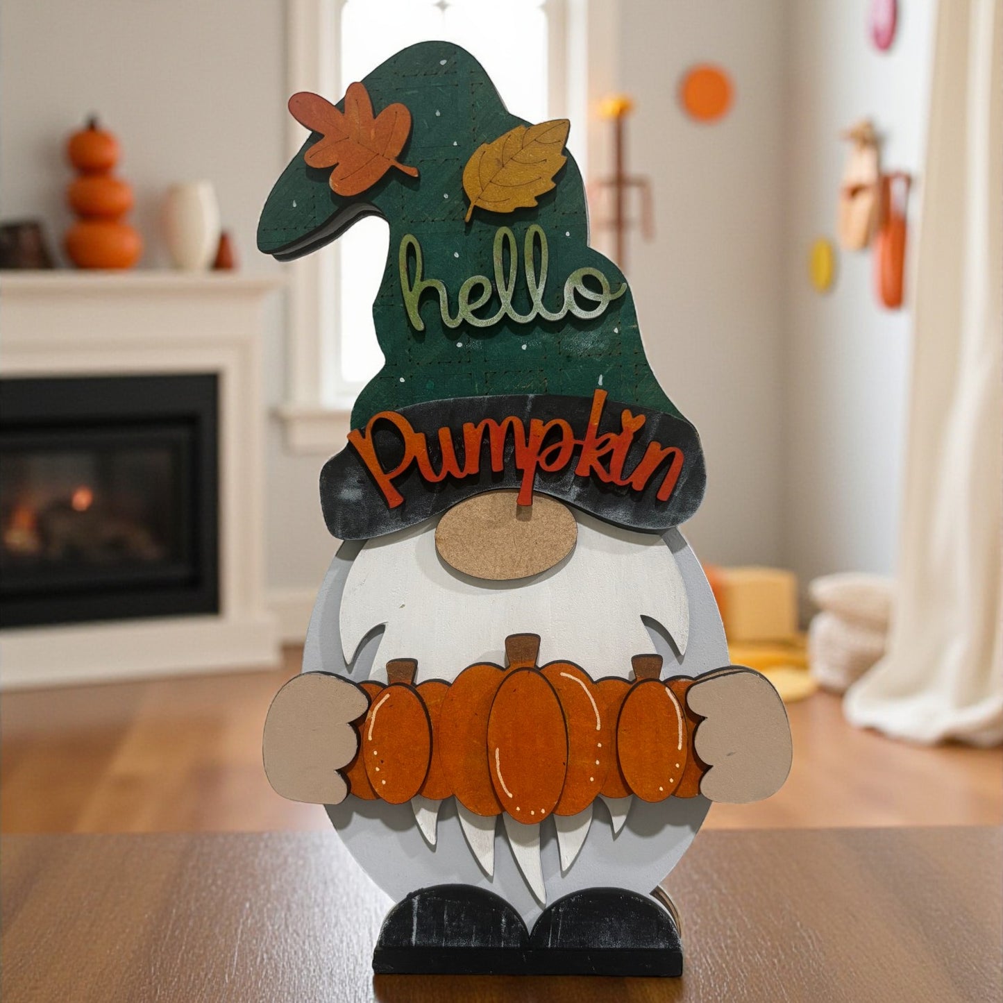 Fall Gnome Decor β Handmade Wooden 8" Gnome with Interchangeable Outfits for All Seasons & Holidays