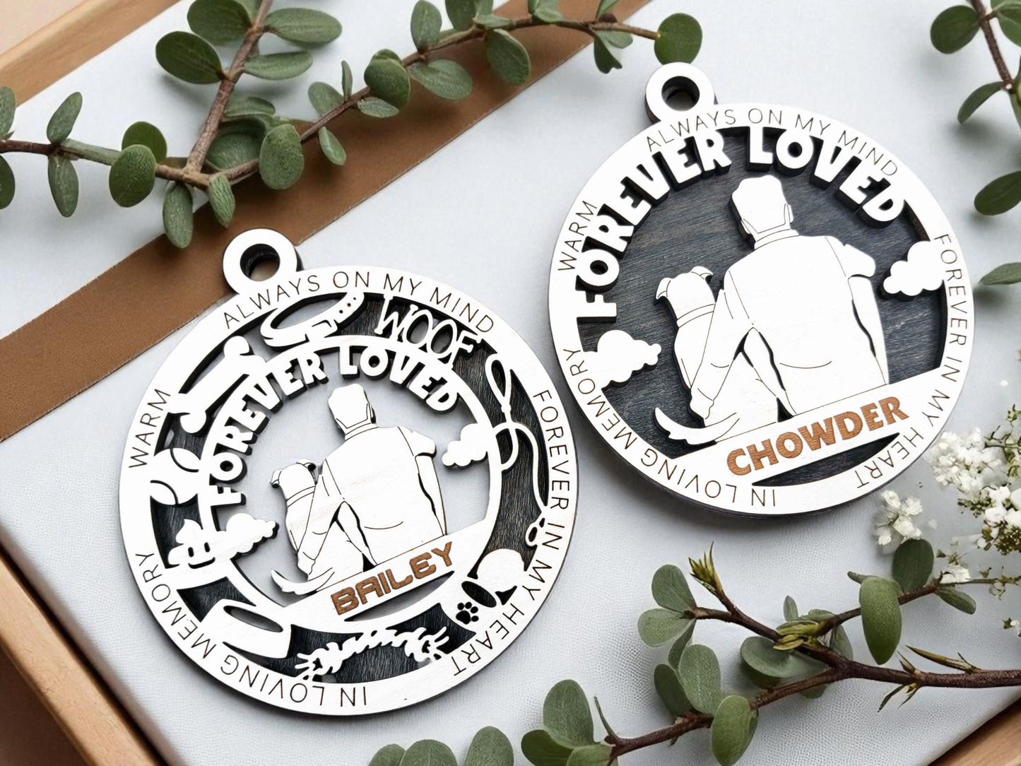 Memorial Dog Ornament – Personalized Pet Loss Keepsake with Name & Dates