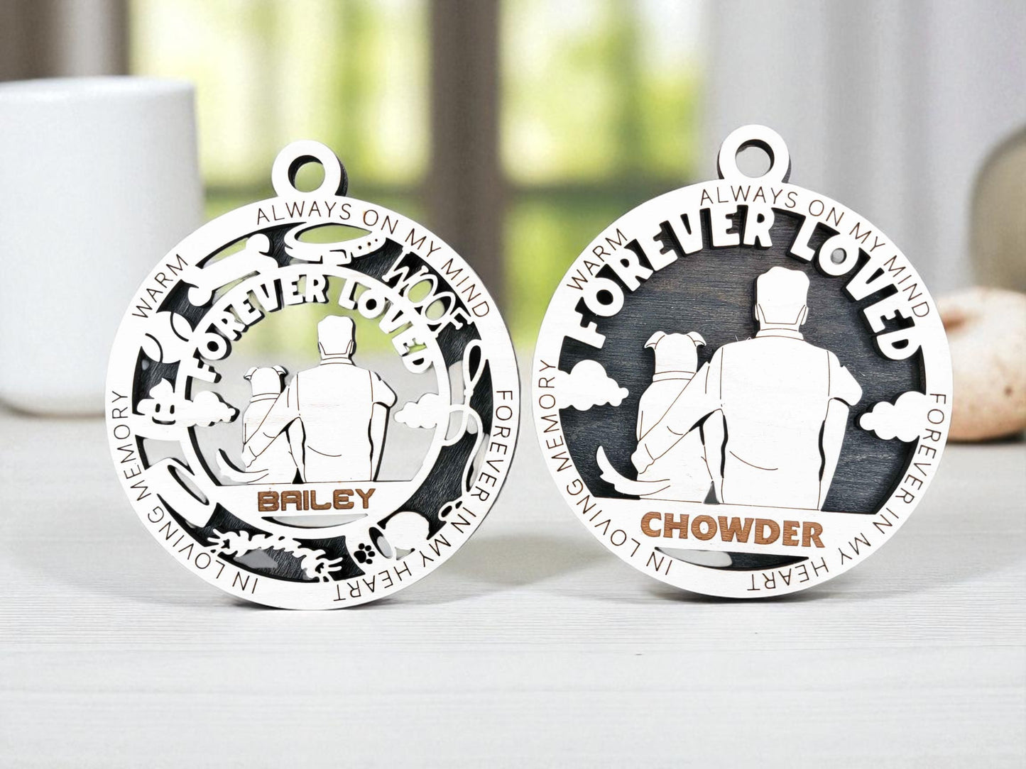 Memorial Dog Ornament – Personalized Pet Loss Keepsake with Name & Dates