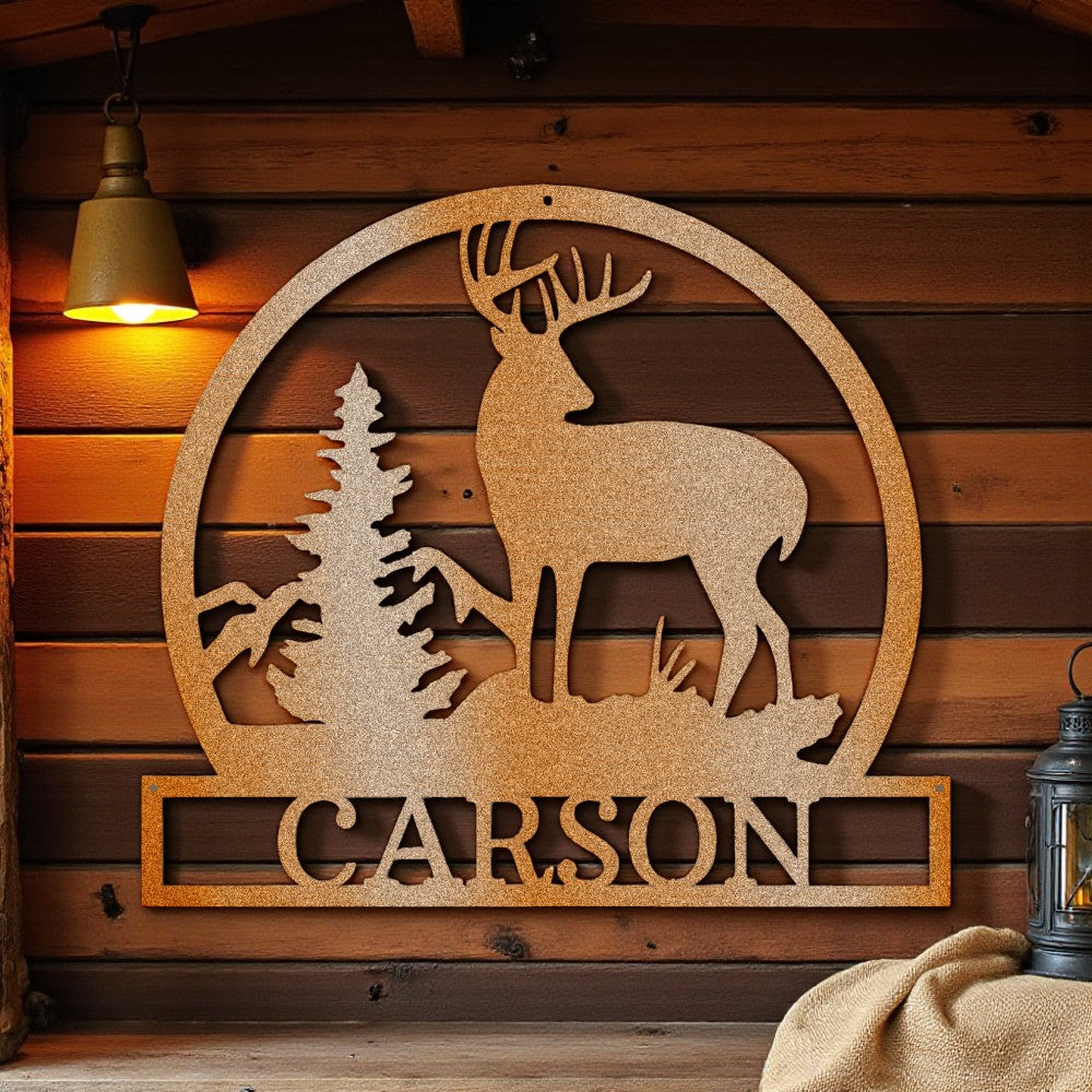 Personalized Outdoor Buck Monogram - Steel Sign