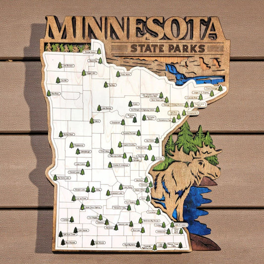 Personalized Minnesota State Parks Map Tracker – Custom Name Wooden Travel Keepsake