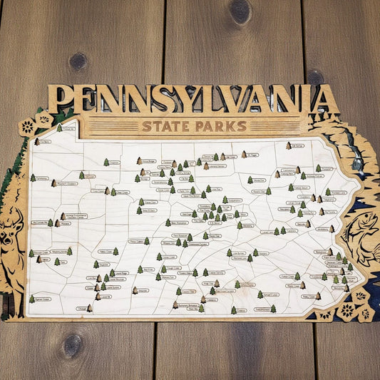 Personalized Pennsylvania State Parks Map Tracker – Custom Name Wooden Travel Keepsake