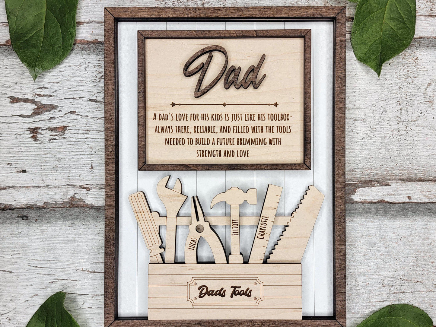 Personalized Handyman Dad Plaque – Custom Kids Name Sign with Tool Design | Gift for Handy Dad or Grandpa | Handmade Wood Shop Decor | 7x9