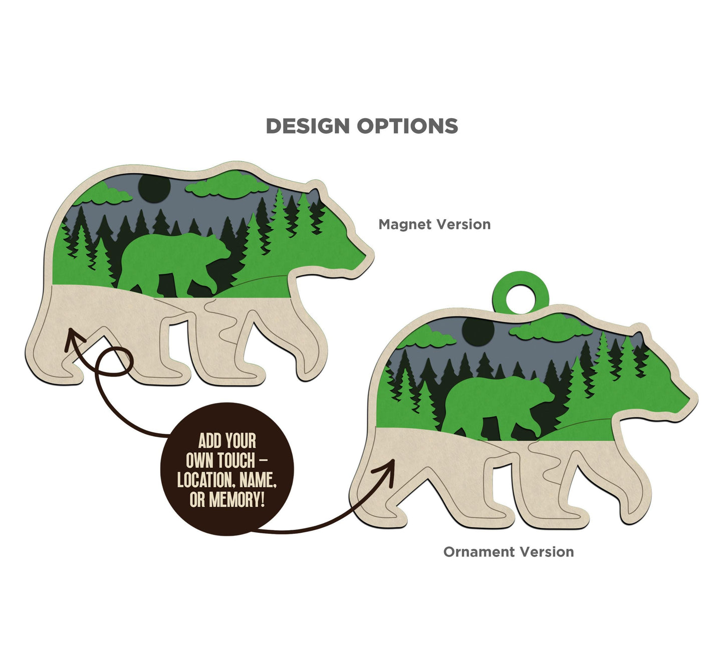 Custom Bear Magnet or Ornament – Handmade Wooden Keepsake