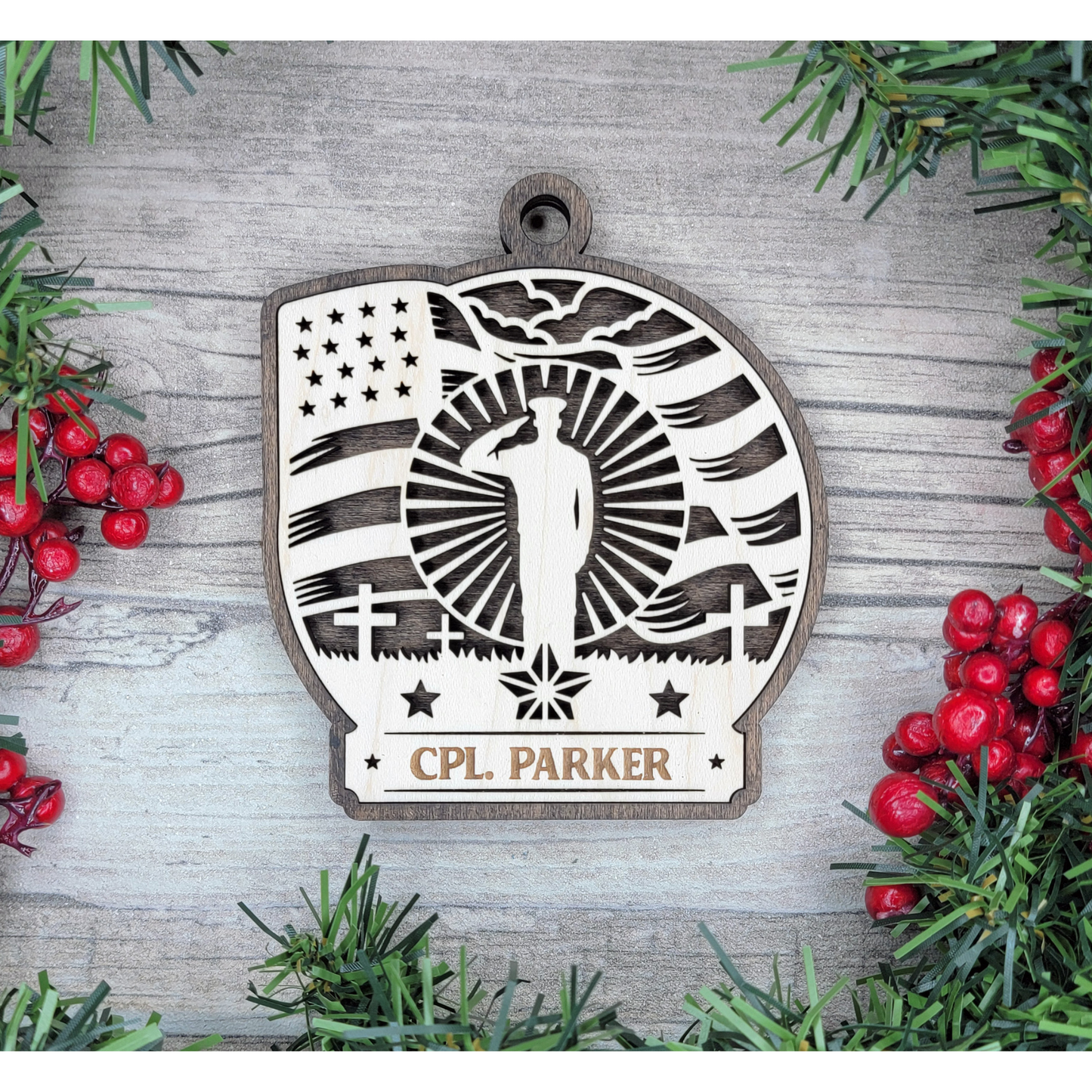 Armed Forces Personalized Christmas Ornament – Laser Engraved Military Keepsake