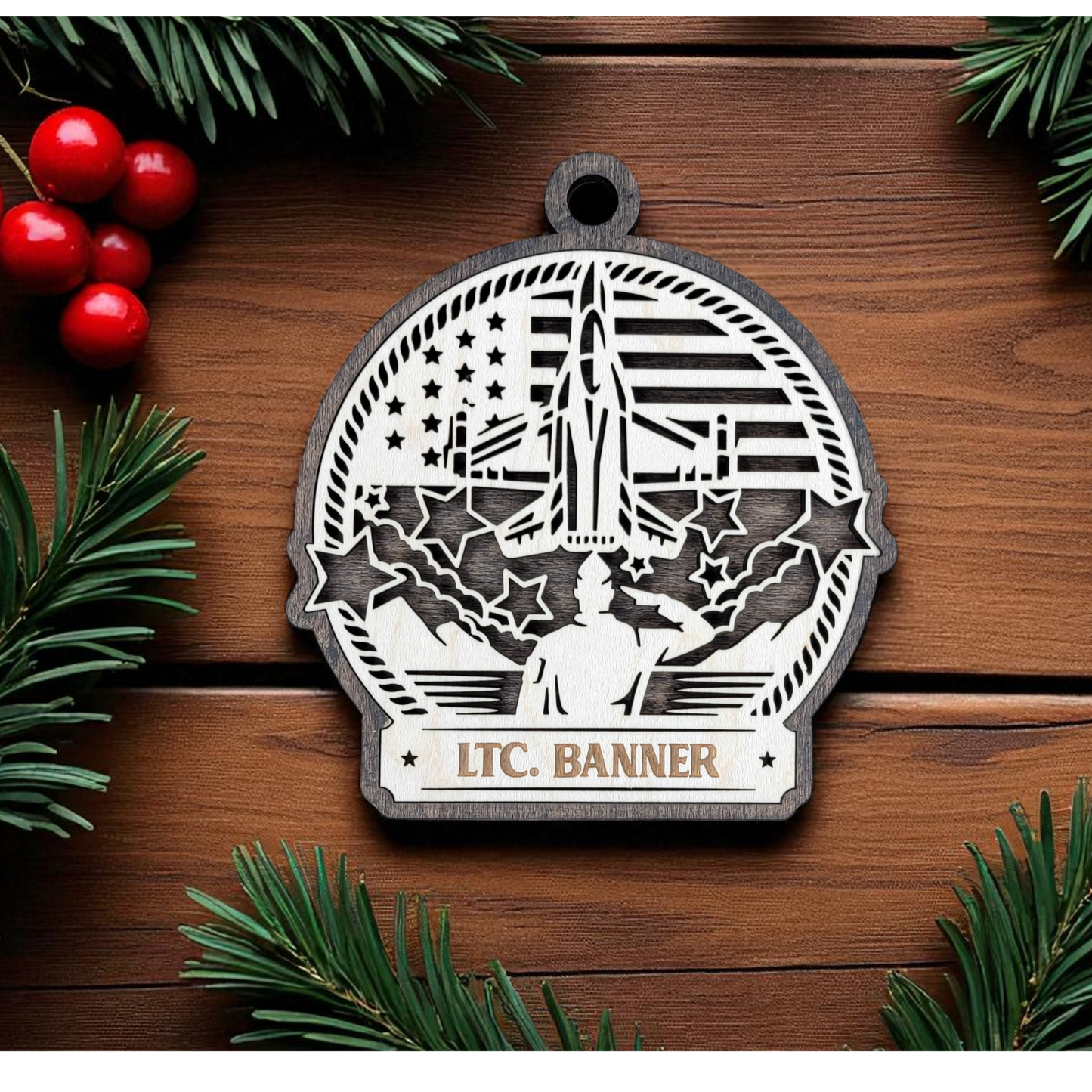 Armed Forces Personalized Christmas Ornament – Laser Engraved Military Keepsake