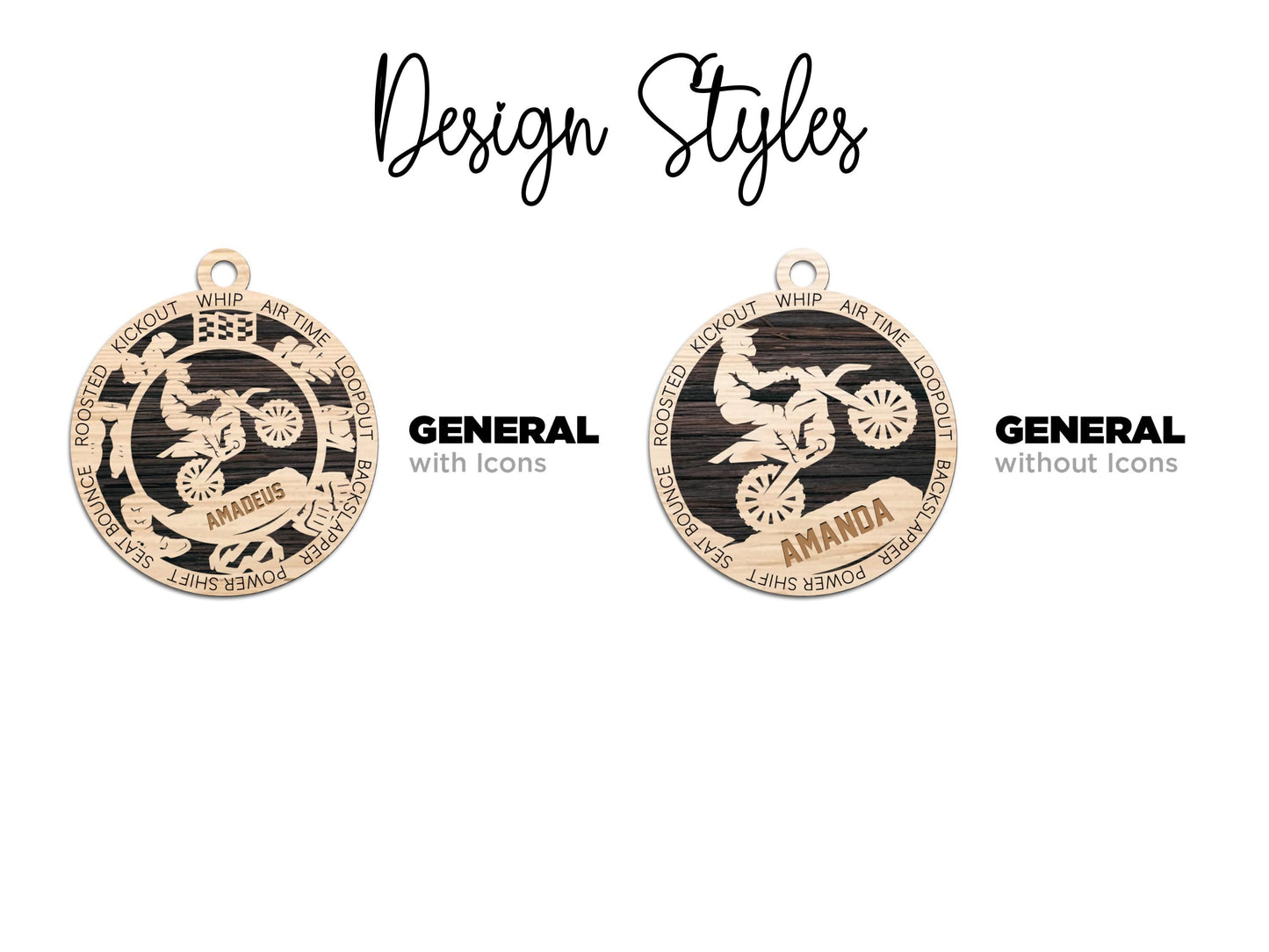 Motocross Wooden Ornament – Personalized 4" Laser Engraved Dirt Bike Gift for Riders and Fans