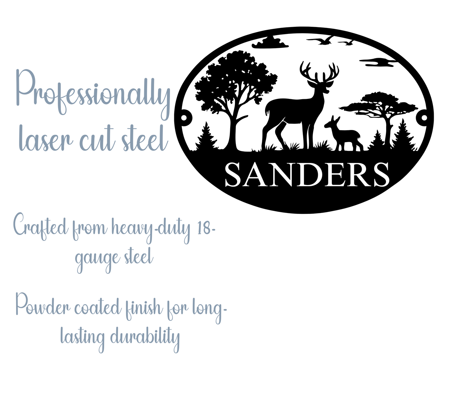 Personalized Family Deer Oval Metal Sign