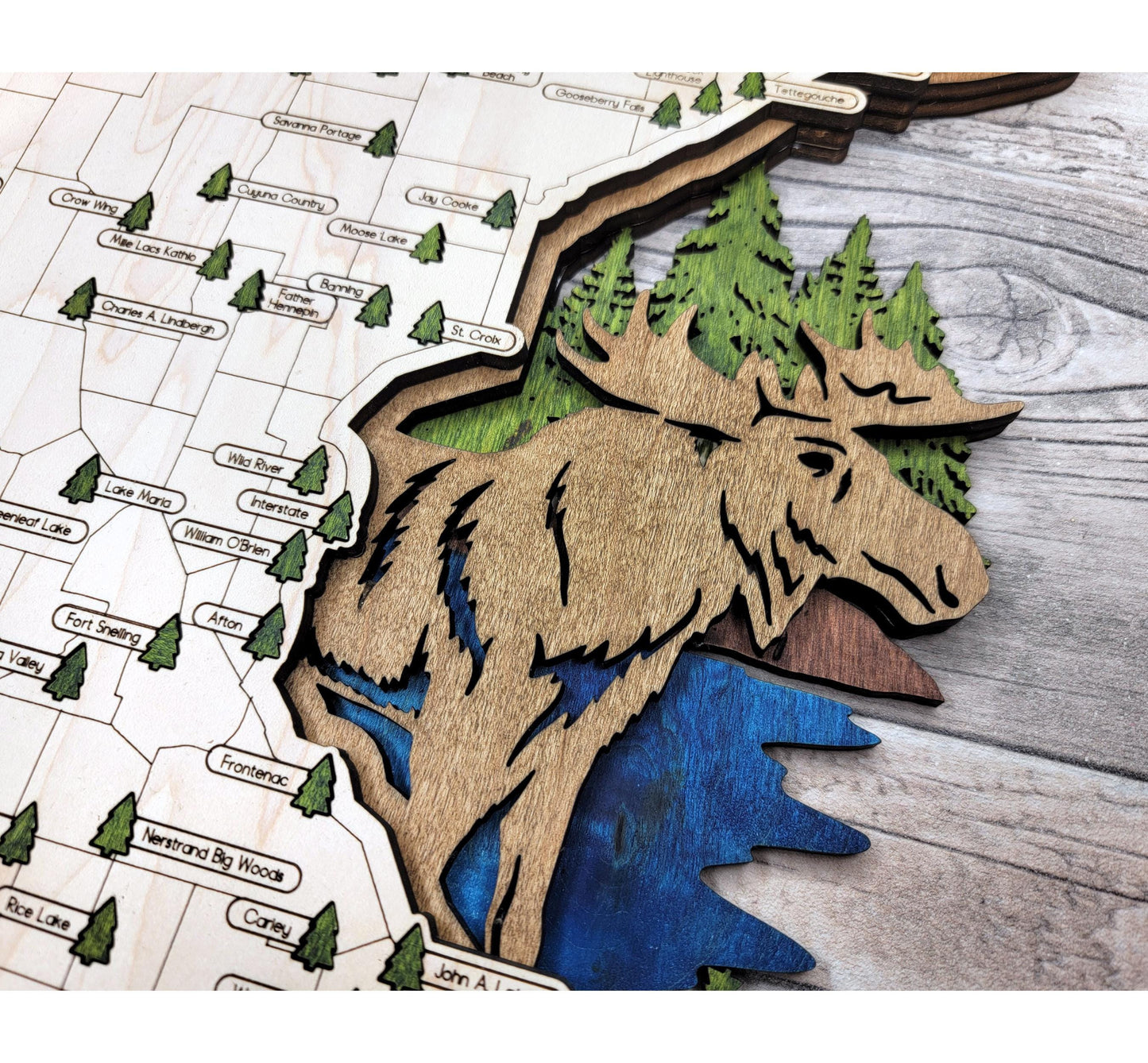 Personalized Minnesota State Parks Map Tracker – Custom Name Wooden Travel Keepsake
