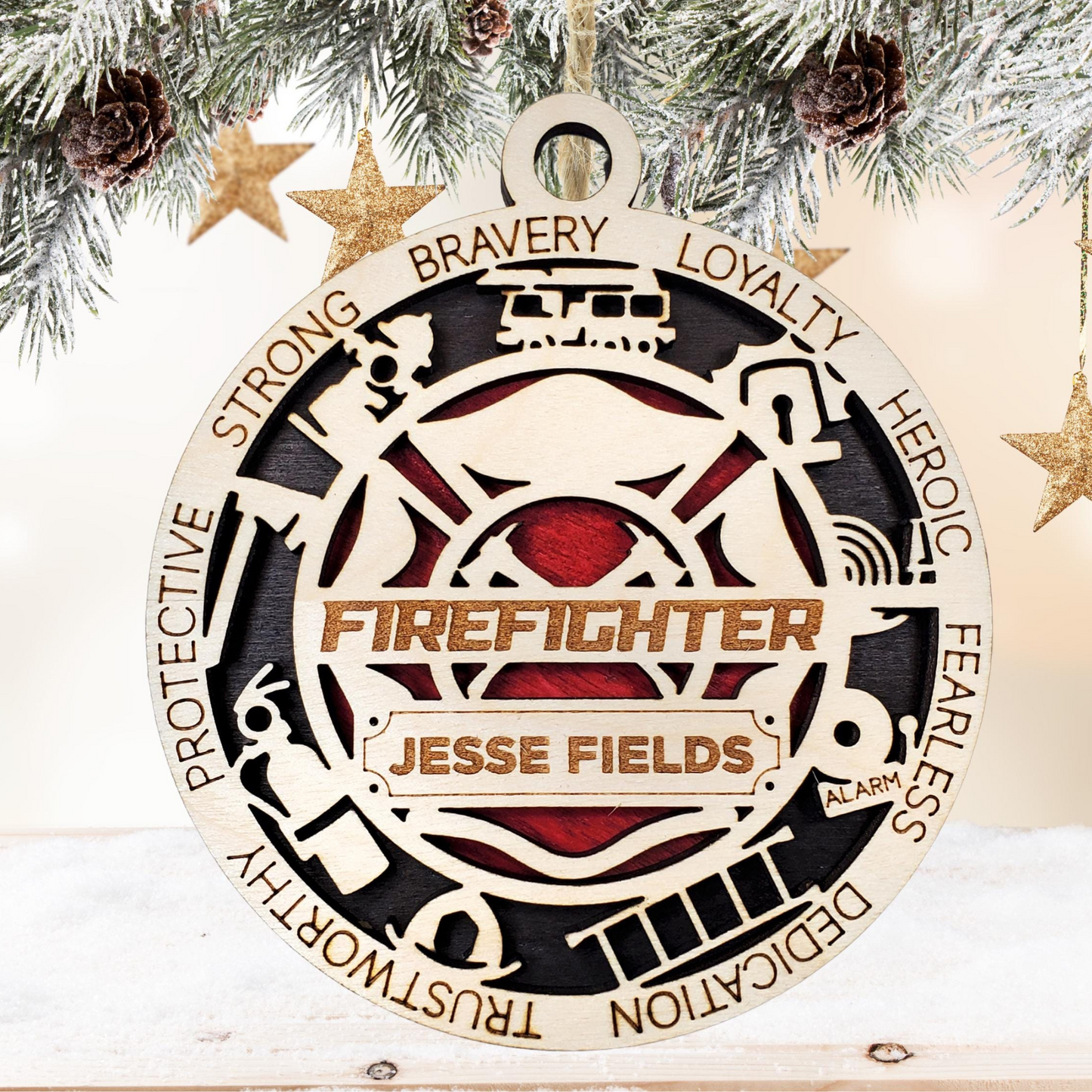 Firefighter Personalized Ornament – Custom Engraved Gift