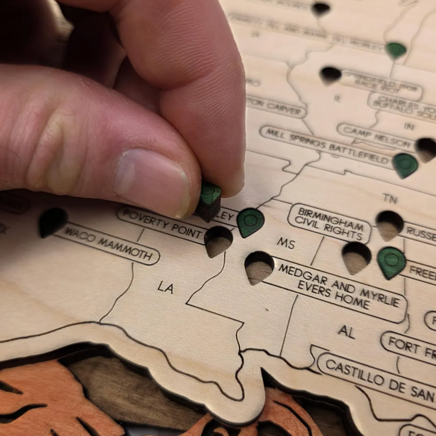 National Monument Map Tracker – Wooden USA Travel Wall Art, Laser Cut & Engraved