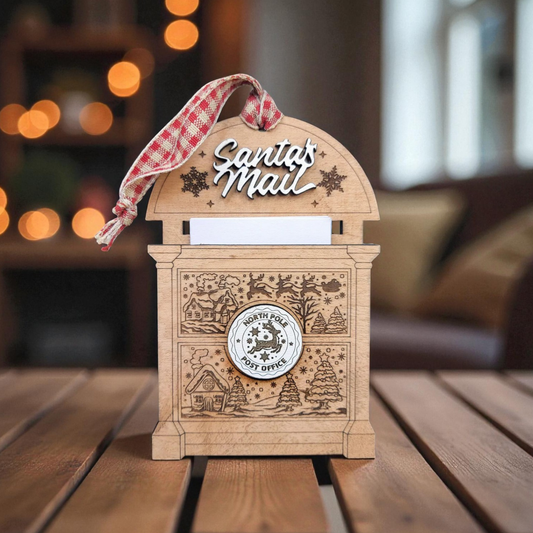 Santa Mail Ornament – Personalized Letter to Santa Keepsake | Laser Cut Wood Christmas Ornament | Family Tradition Gift – Handmade in Ohio