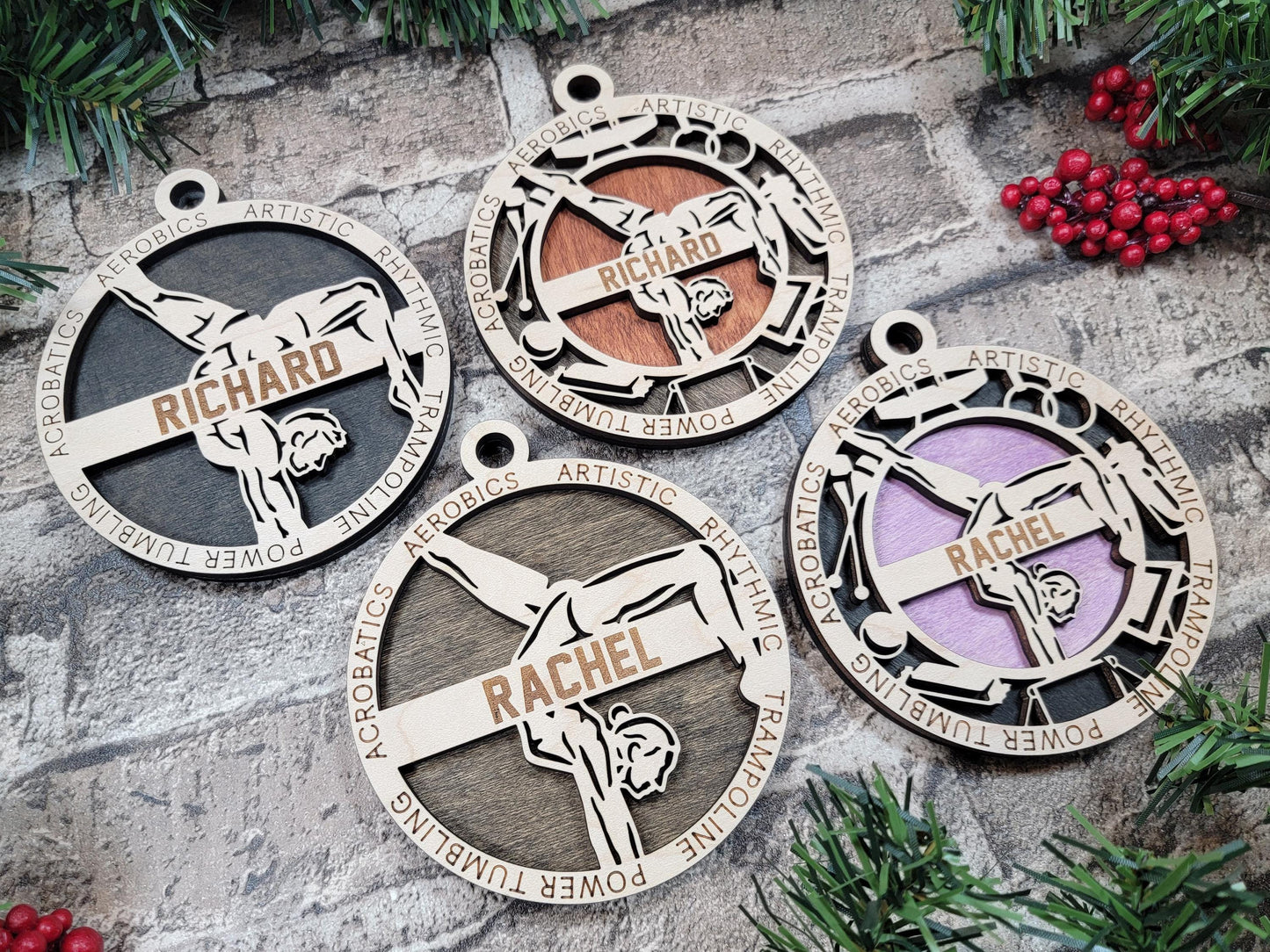 Gymnastics Christmas Ornament – Personalized Engraved Sports Gift
