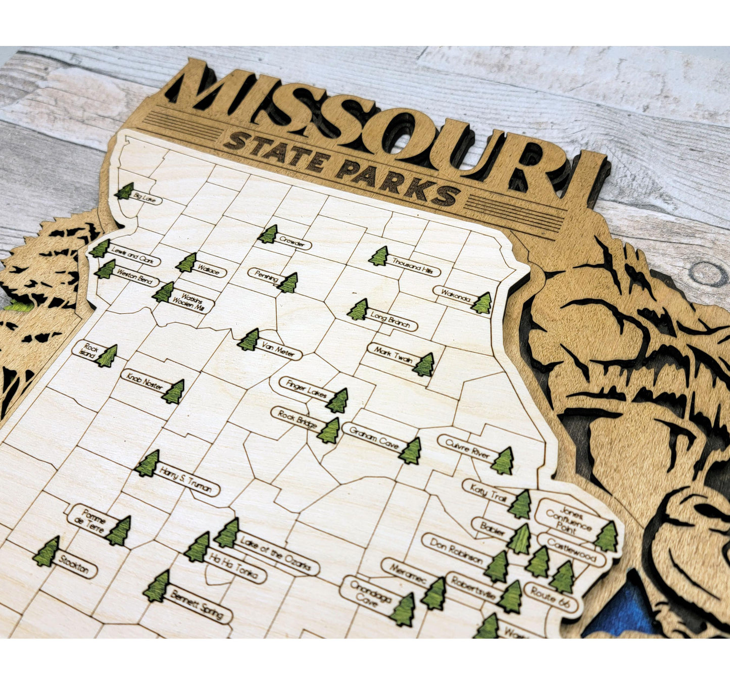 Personalized Missouri State Parks Map Tracker – Custom Name Wooden Travel Keepsake