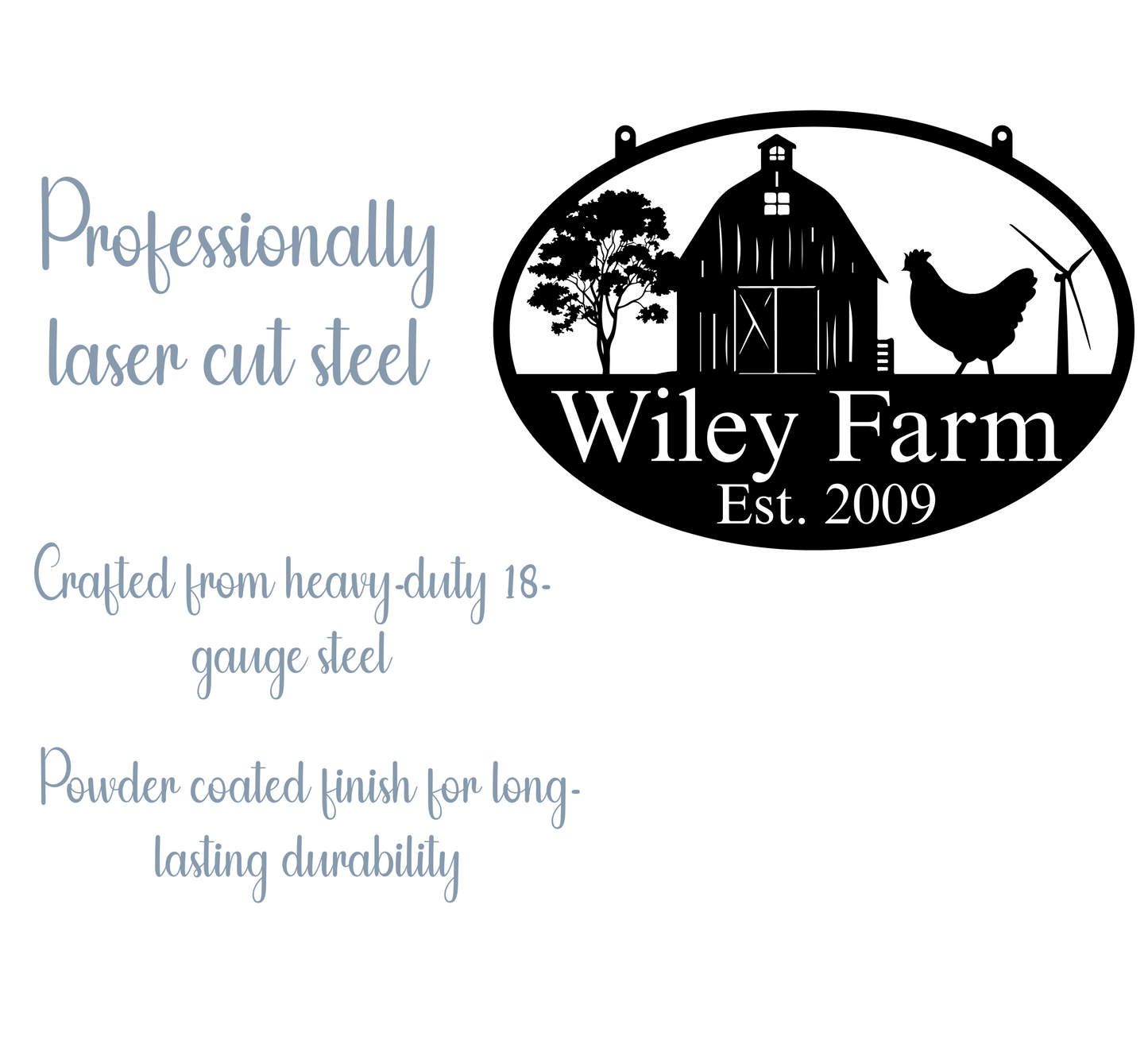 Farmhouse Barn Metal Wall Art,  Personalized Farm Scene Steel Sign with Family Name,