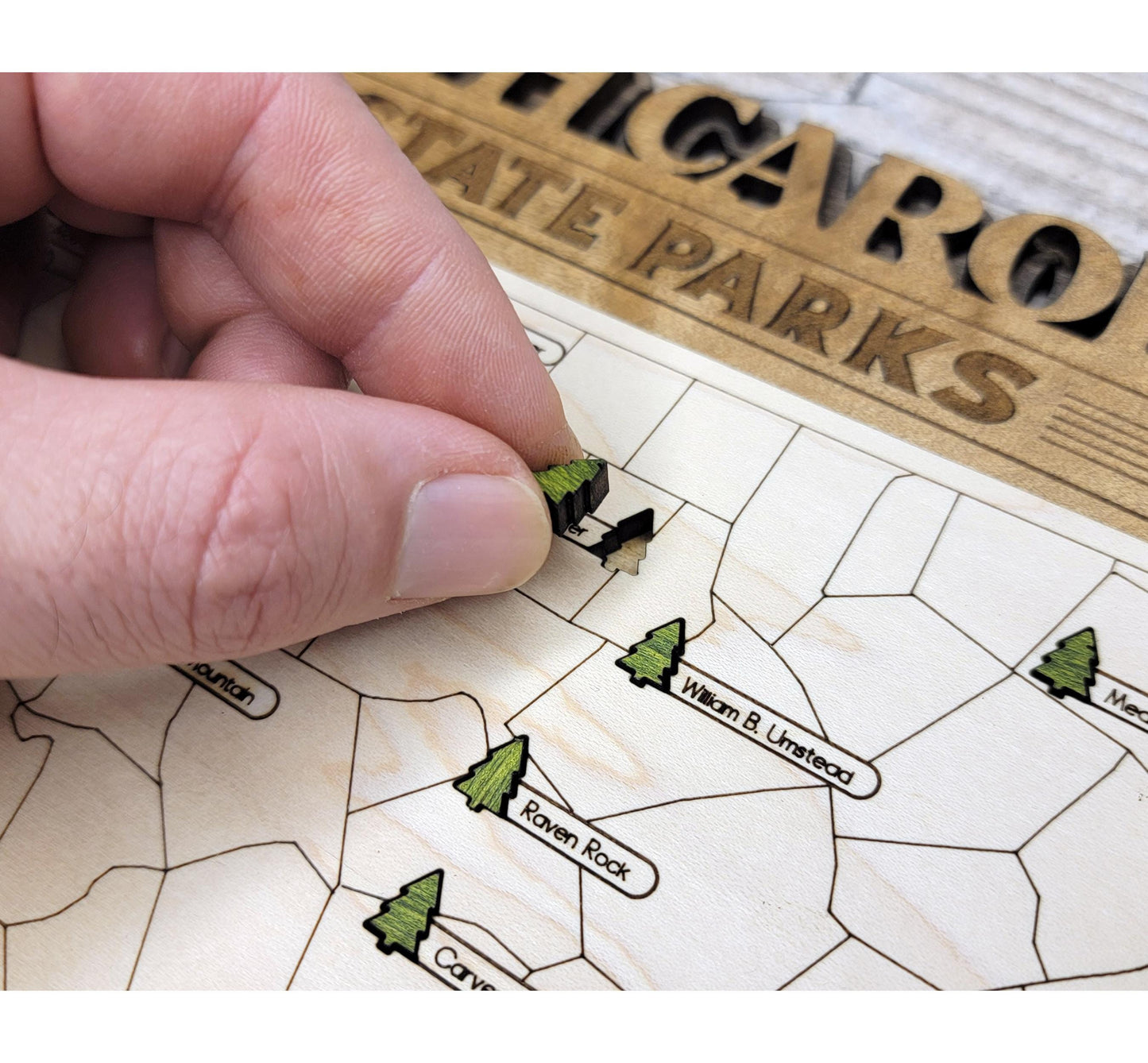 North Carolina State Park Tracker Map – 12x20 Engraved Wood Wall Art | Personalized Adventure Gift, Handmade in Ohio
