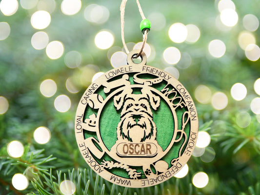Personalized Dog Ornament – 4" Laser Engraved Wooden Ornament with Optional Dog Icons | All Breeds Included, Custom Name