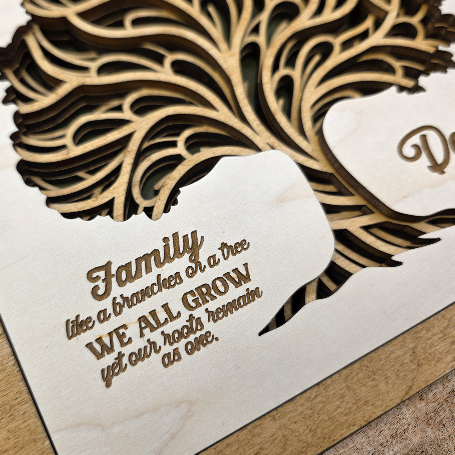 Personalized Family Tree Wooden Sign – Layered Laser Engraved Wall Art Keepsake