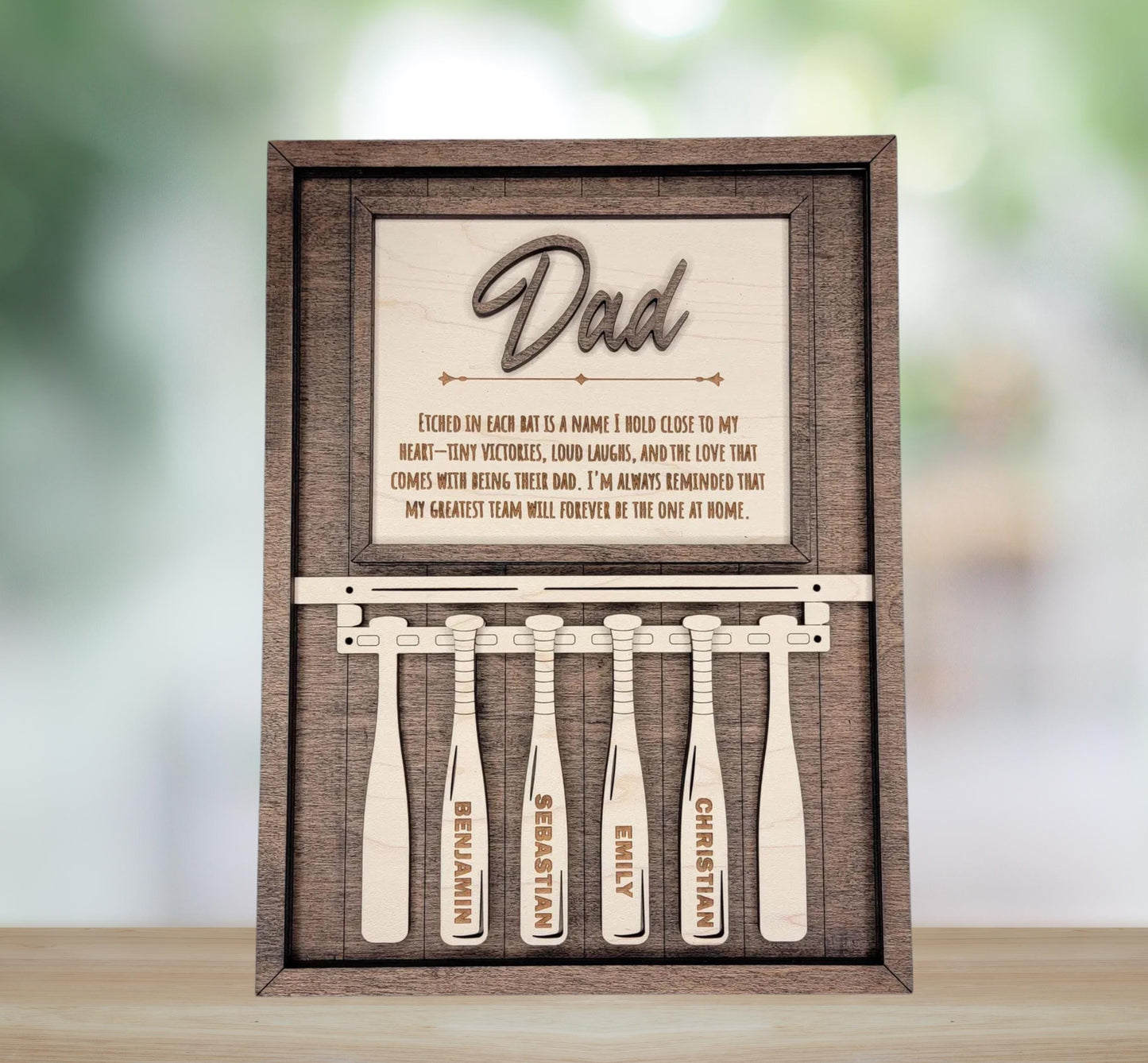Personalized Baseball Dad Plaque – Custom Name Sign for Dad or Grandpa | Handmade Wood Gift | Baseball Wall Decor | 7x9