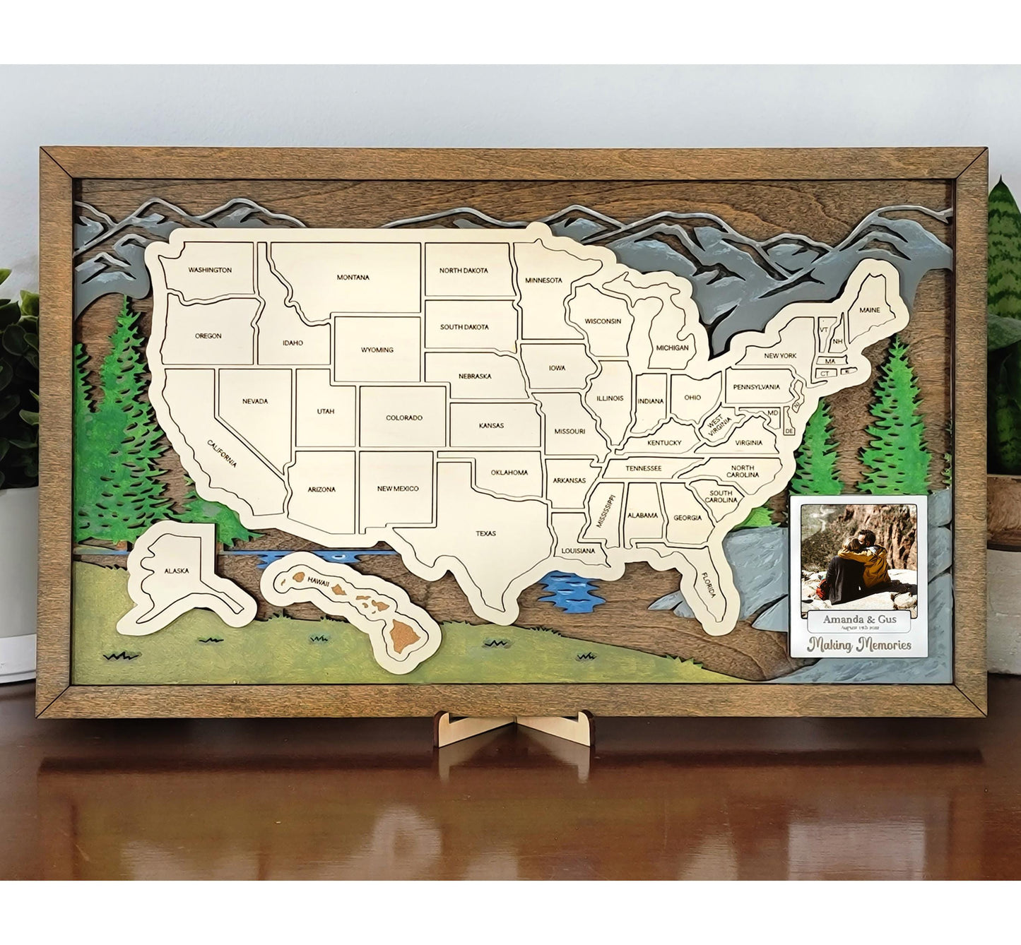 50 States Travel Map – Personalized Wooden USA Road Trip Gift