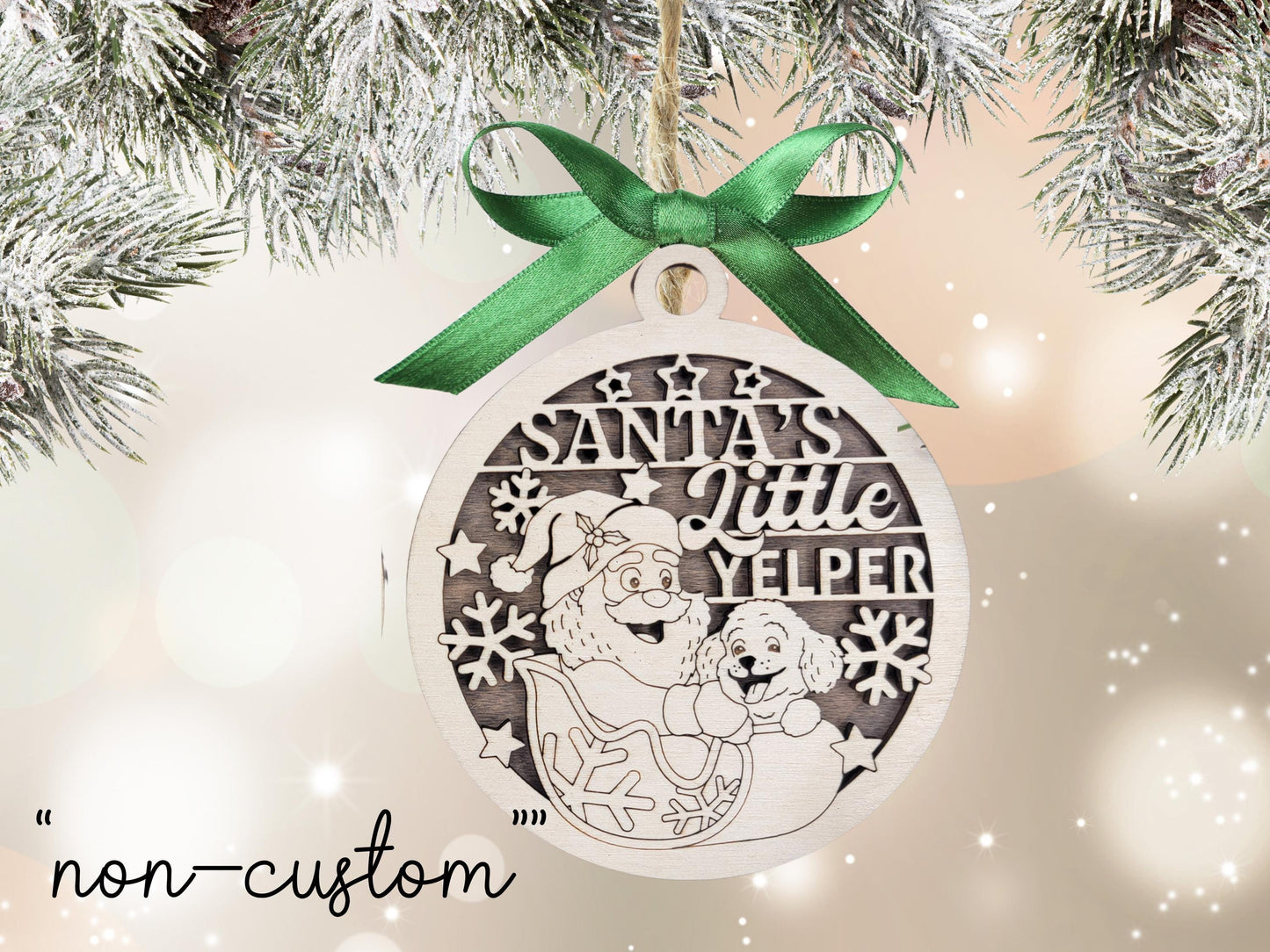 Personalized Dog and Santa Ornament – Custom Pet Name