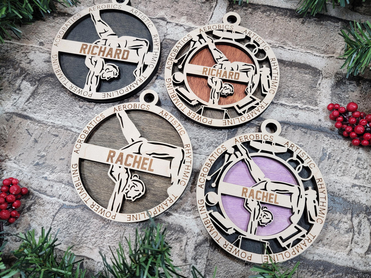 Gymnastics Christmas Ornament – Personalized Engraved Sports Gift