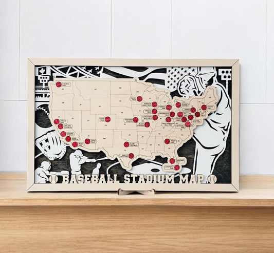Baseball Map, BASEBALL GIFTS, Birthday Gift for him,Father's day gift For Husband, Baseball Stadium Art, Stadium Map for Dad,Stadium Tracker